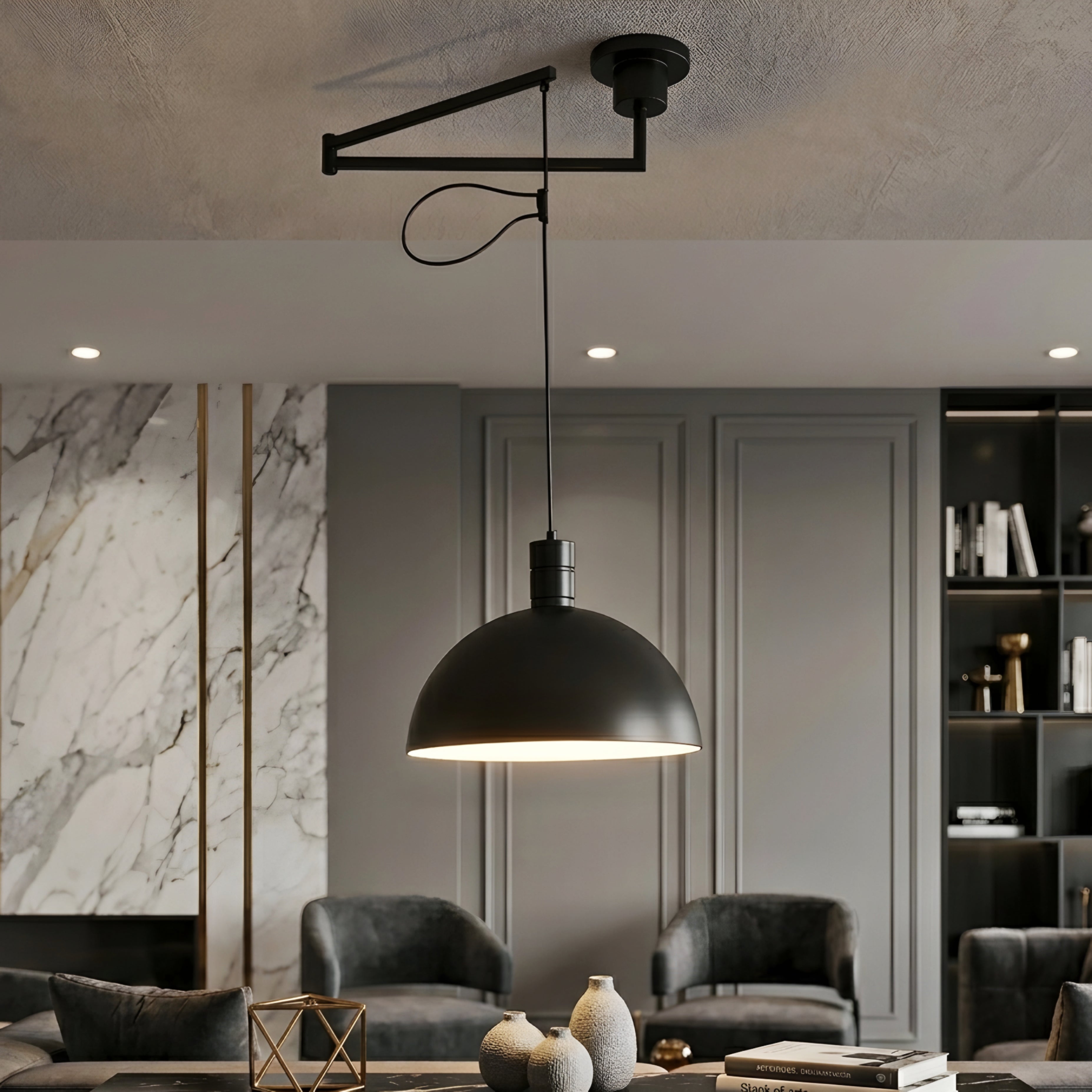 Calvera Dome Pendant Light – Modern White Glass Hanging Light Fixture Dining Room Kitchen Island