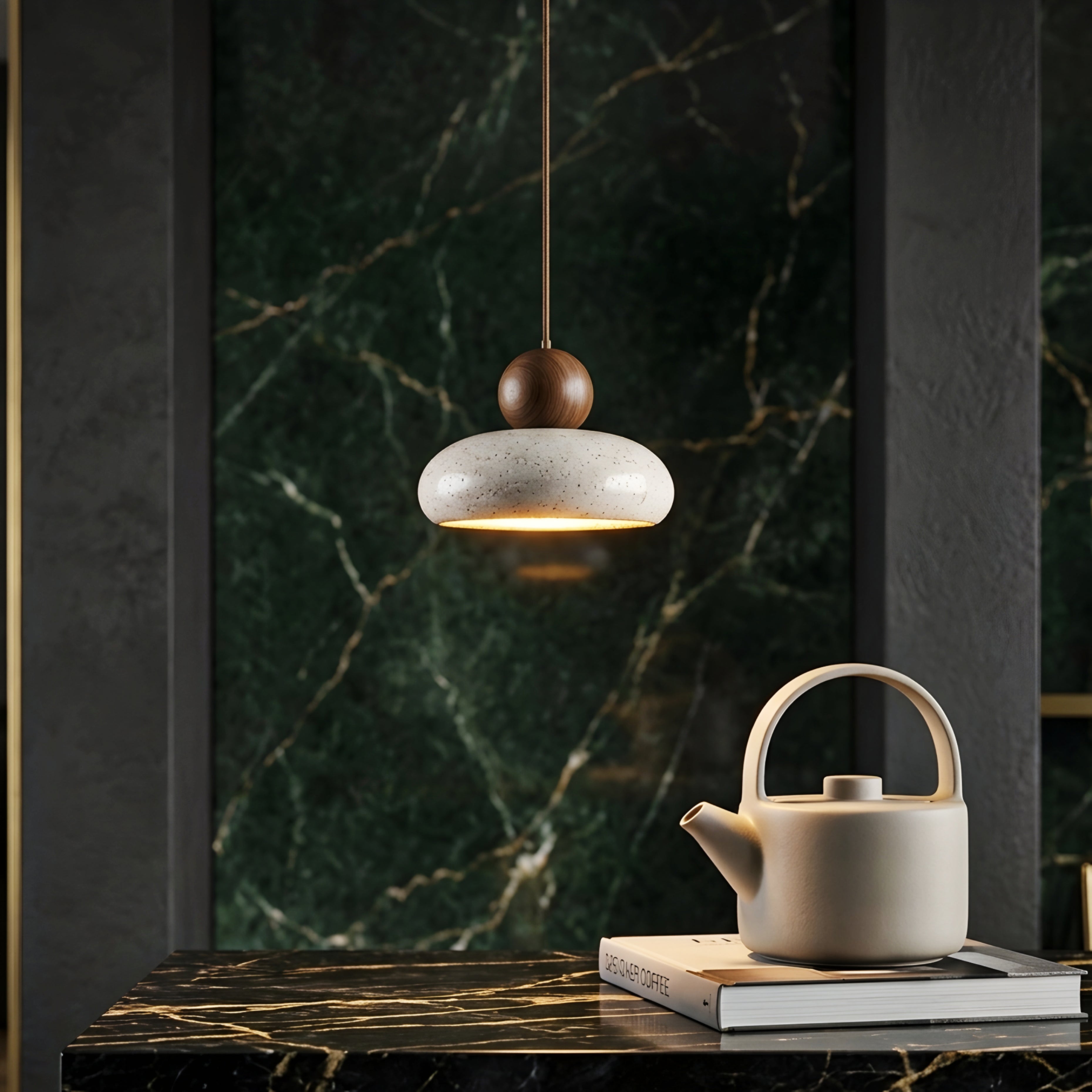 Gravitas Orb Pendant Light – Ceramic Hanging Ceiling Light Modern Kitchen Island Dining Room