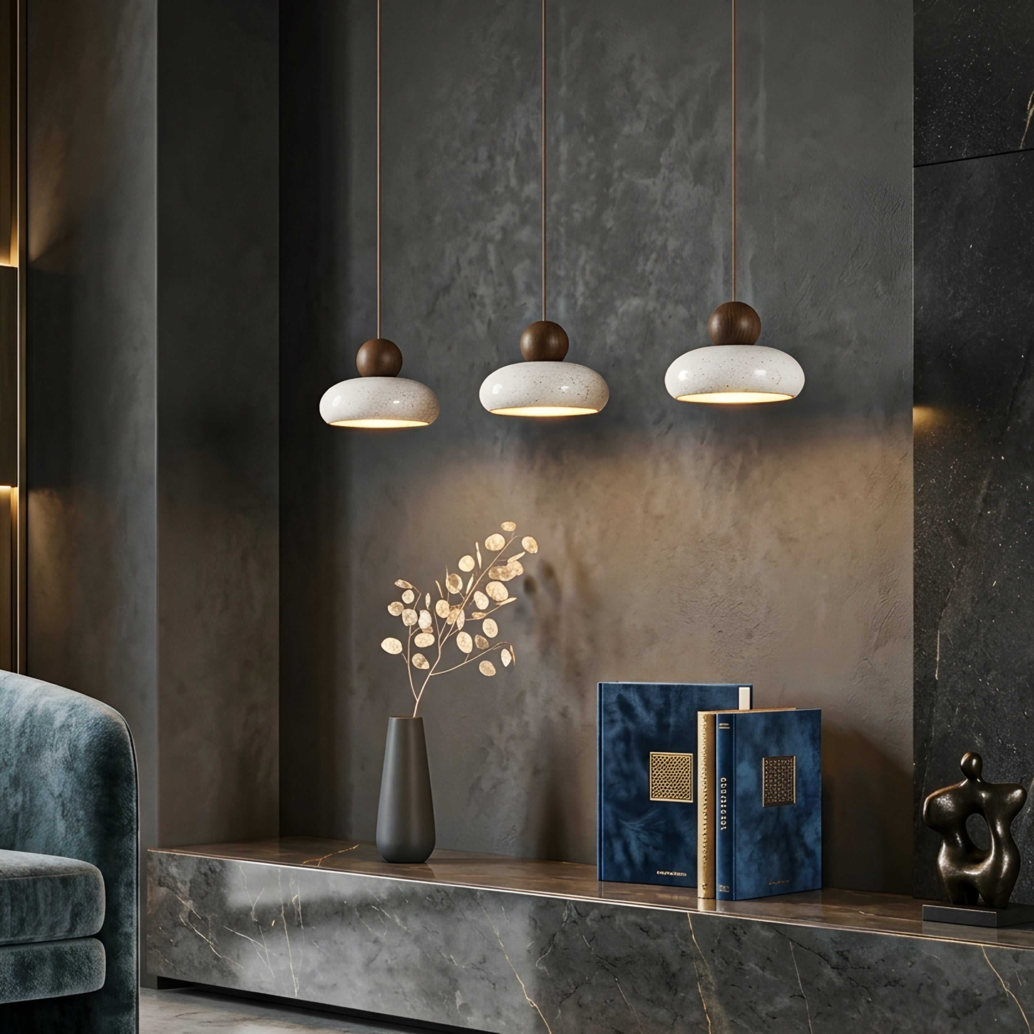 Gravitas Orb Pendant Light – Ceramic Hanging Ceiling Light Modern Kitchen Island Dining Room