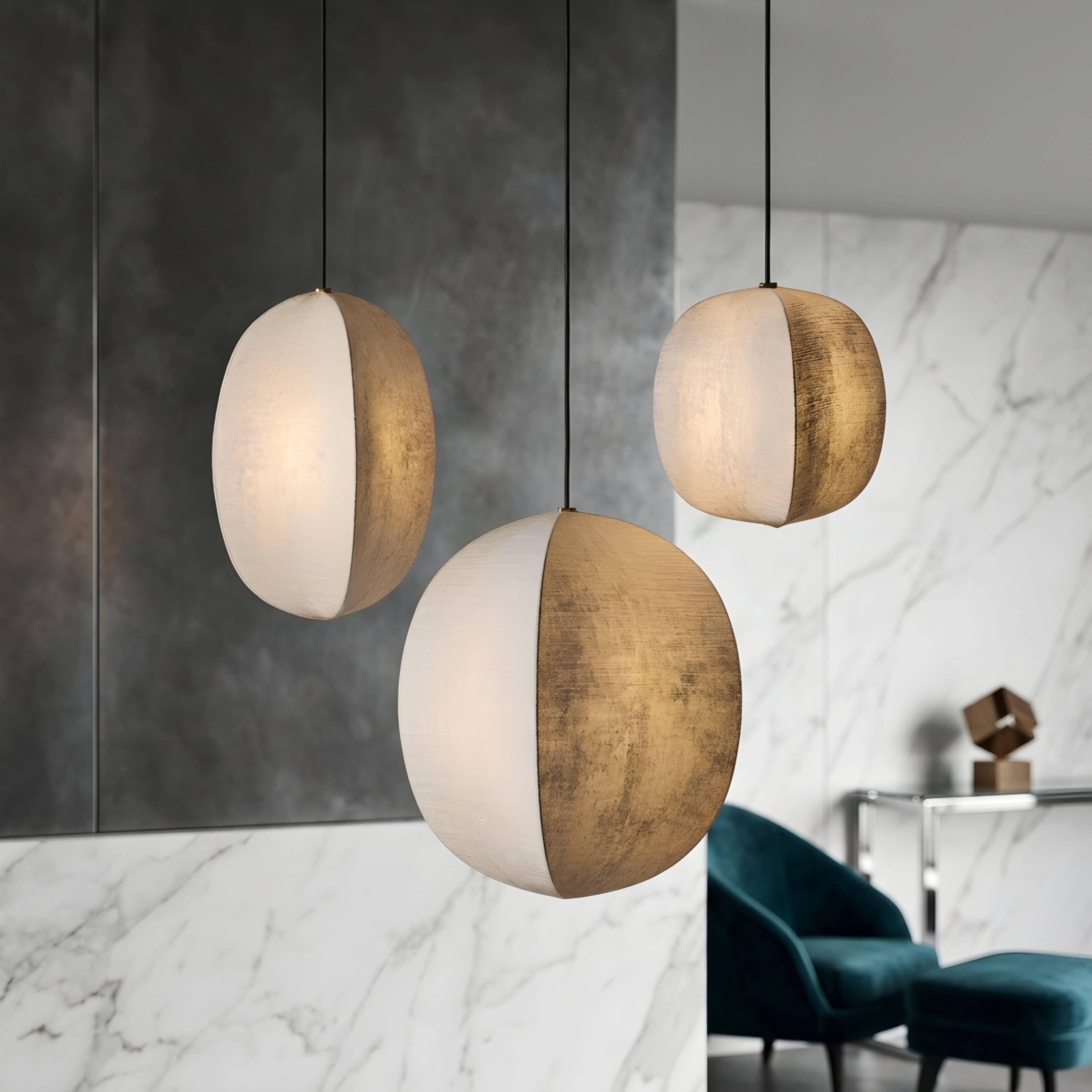 Kumo Linen Lantern Pendant Light – Modern Fabric Pendant Lighting Dining Room Living Room Decorative
