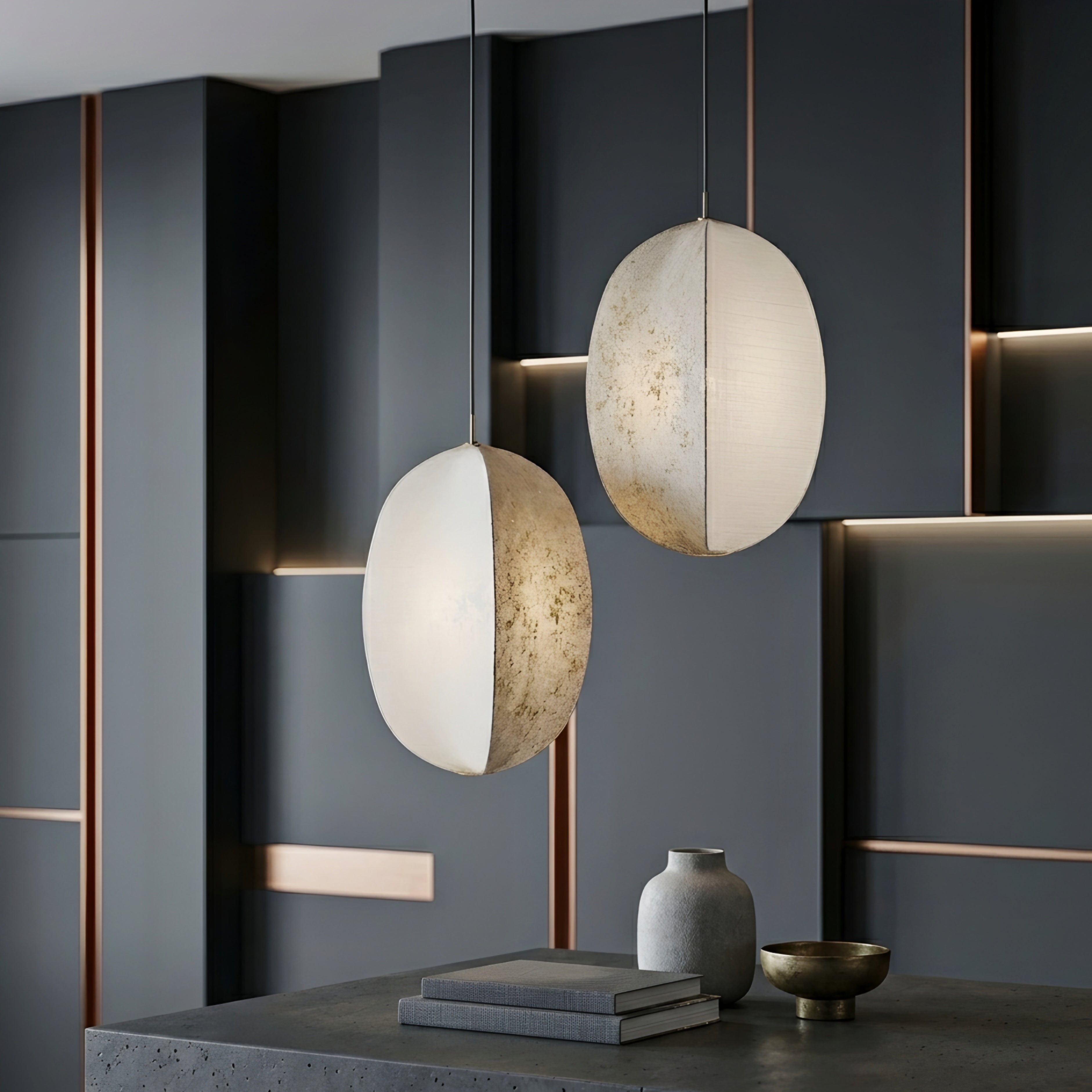 Kumo Linen Lantern Pendant Light – Modern Fabric Pendant Lighting Dining Room Living Room Decorative