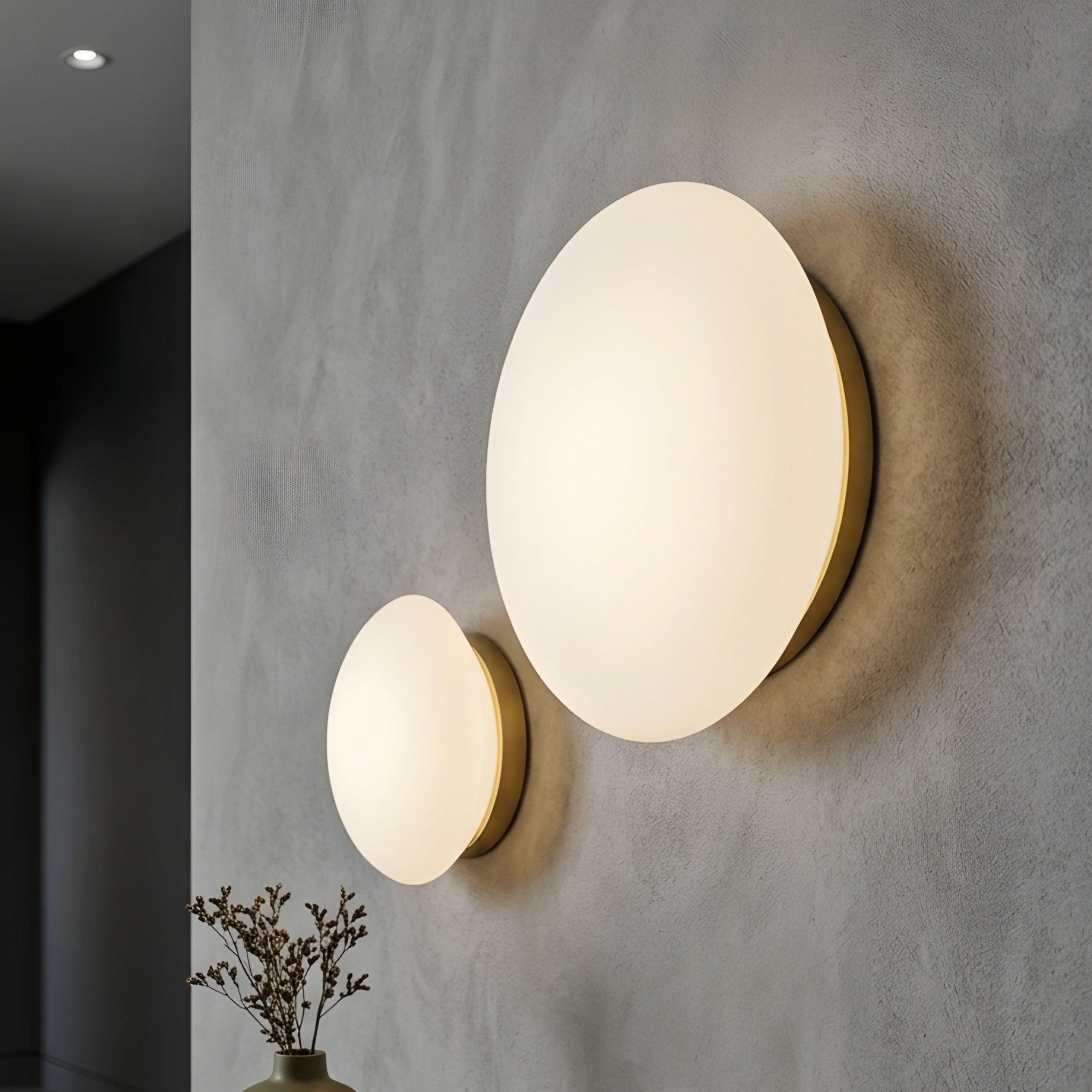 Ovella Globe Wall Sconce – Modern Brass White Glass Bedroom Bathroom Vanity Decorative Lighting