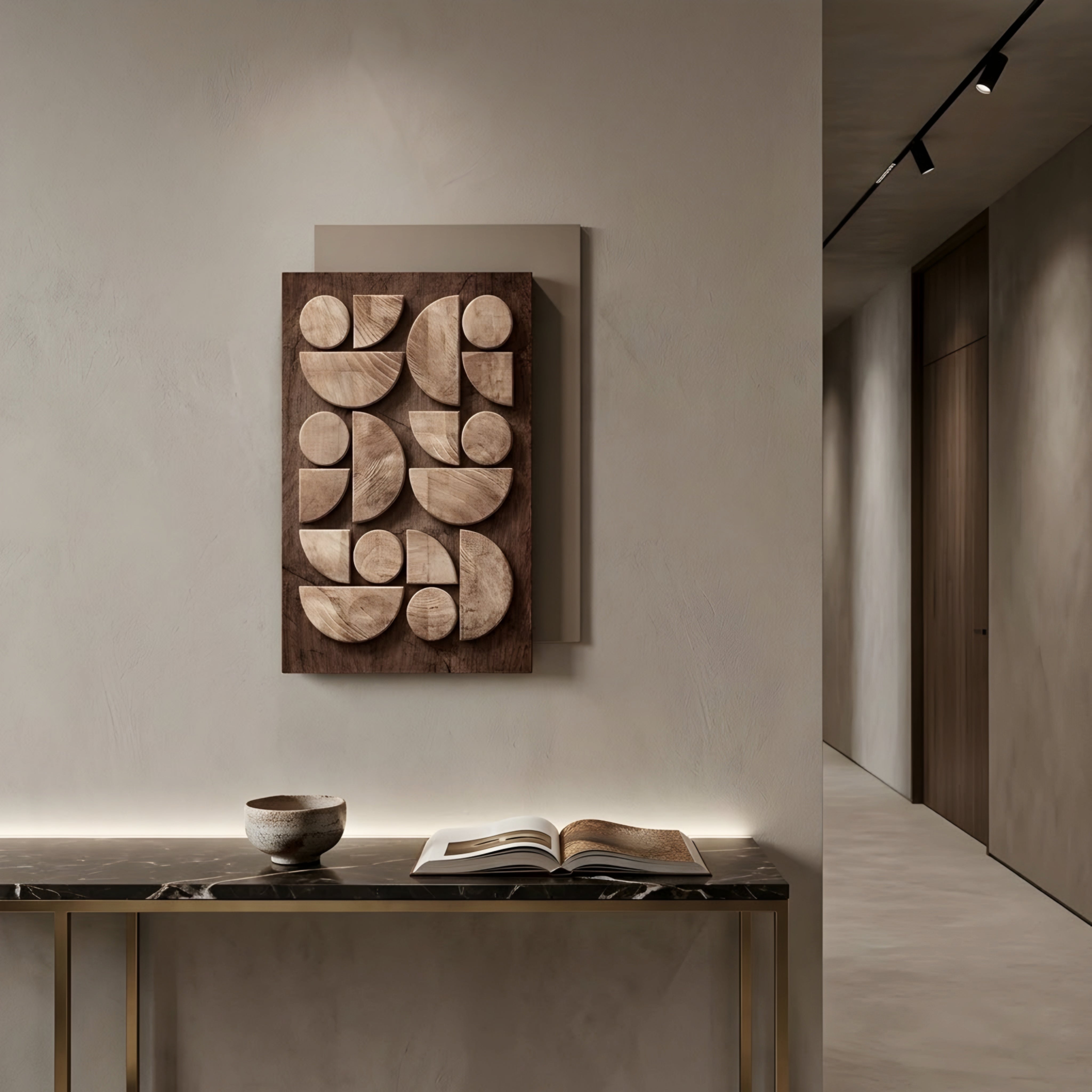 Tessara Geometric Wall Art – Modern Wood Wall Sconce Decorative Lighting Living Room Bedroom