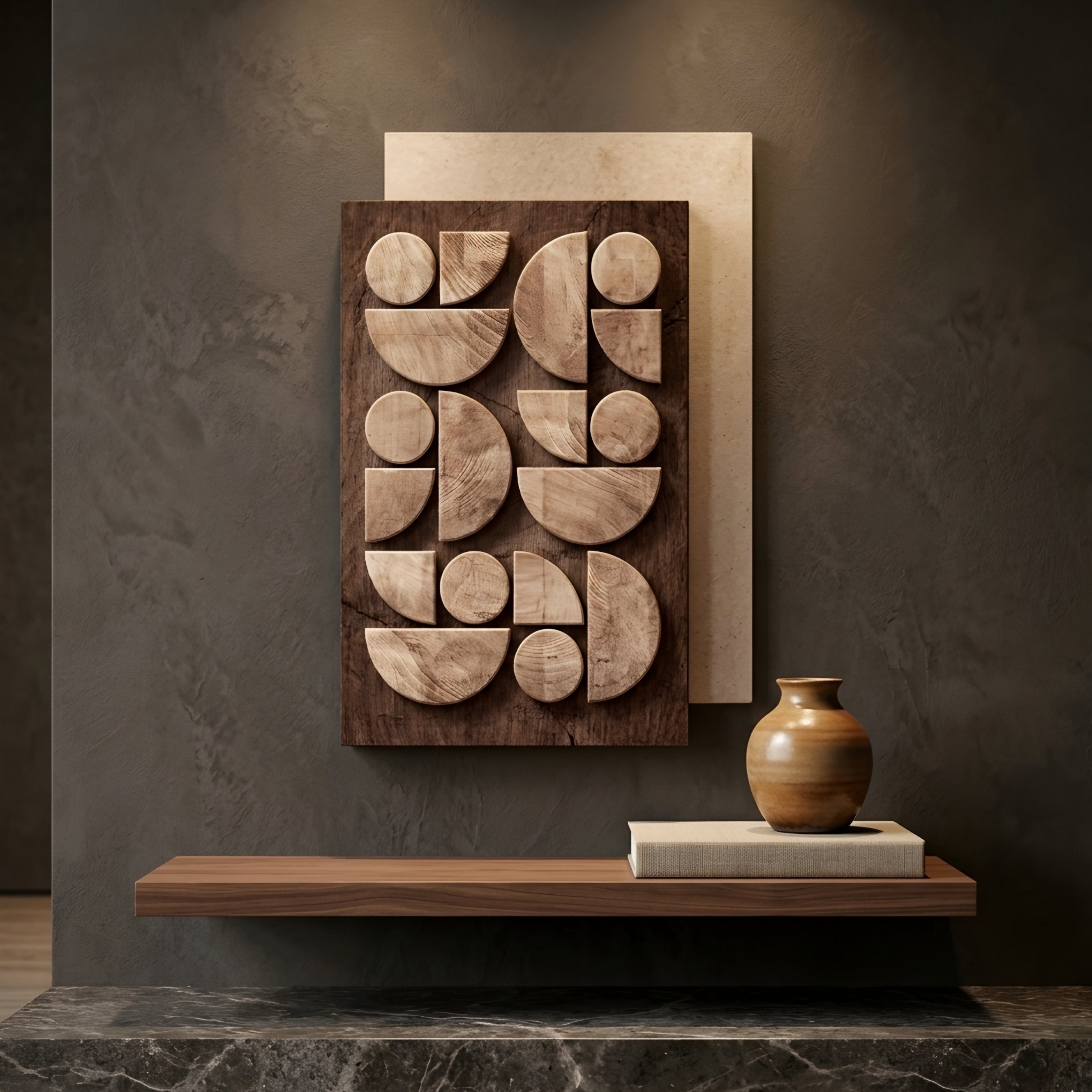 Tessara Geometric Wall Art – Modern Wood Wall Sconce Decorative Lighting Living Room Bedroom