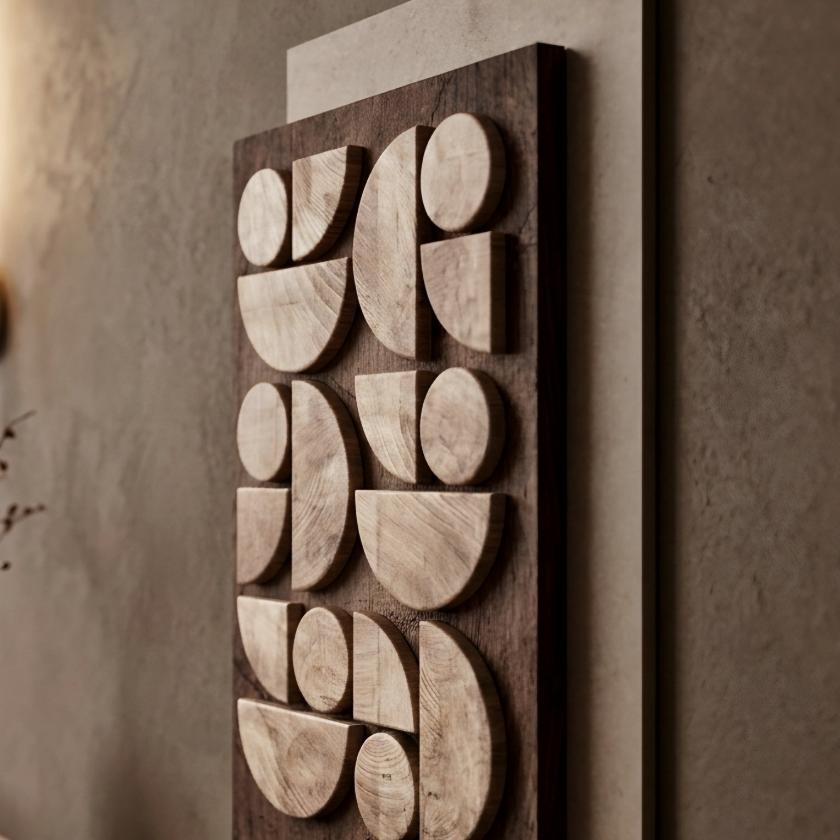Tessara Geometric Wall Art – Modern Wood Wall Sconce Decorative Lighting Living Room Bedroom
