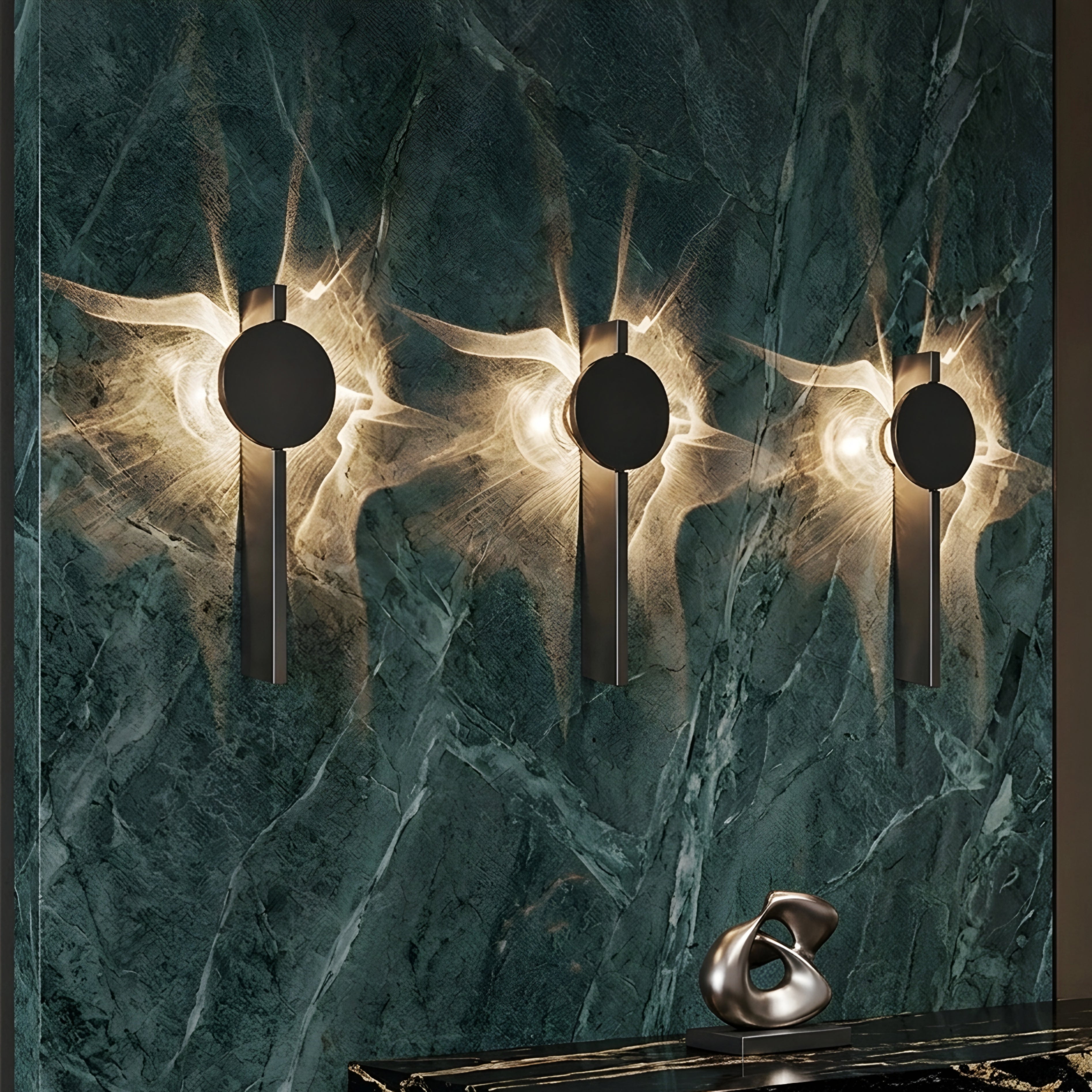 Radiax Linear Wall Sconce – Modern Black Metal LED Wall Lighting Decorative Bedroom Living Room Fixture