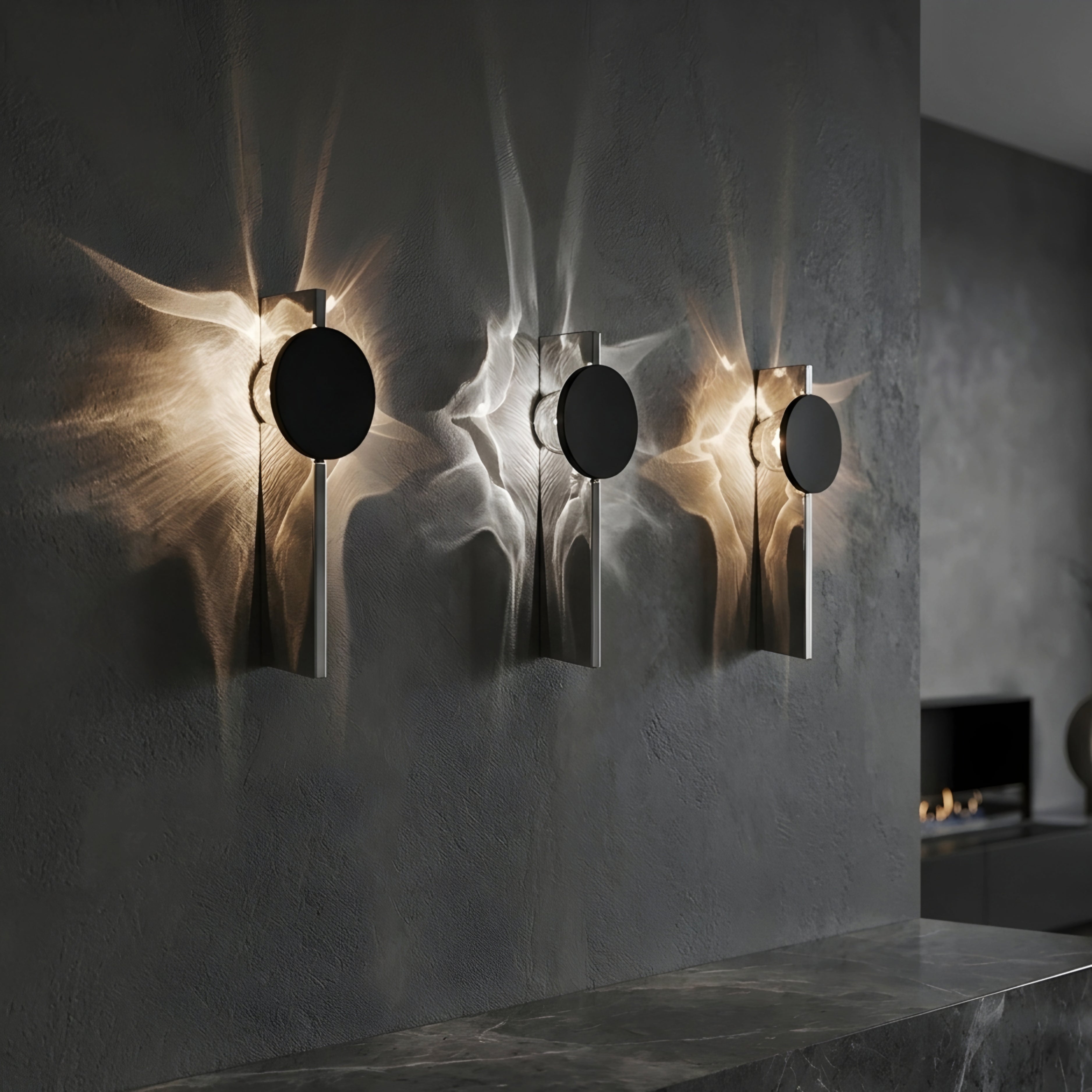 Radiax Linear Wall Sconce – Modern Black Metal LED Wall Lighting Decorative Bedroom Living Room Fixture