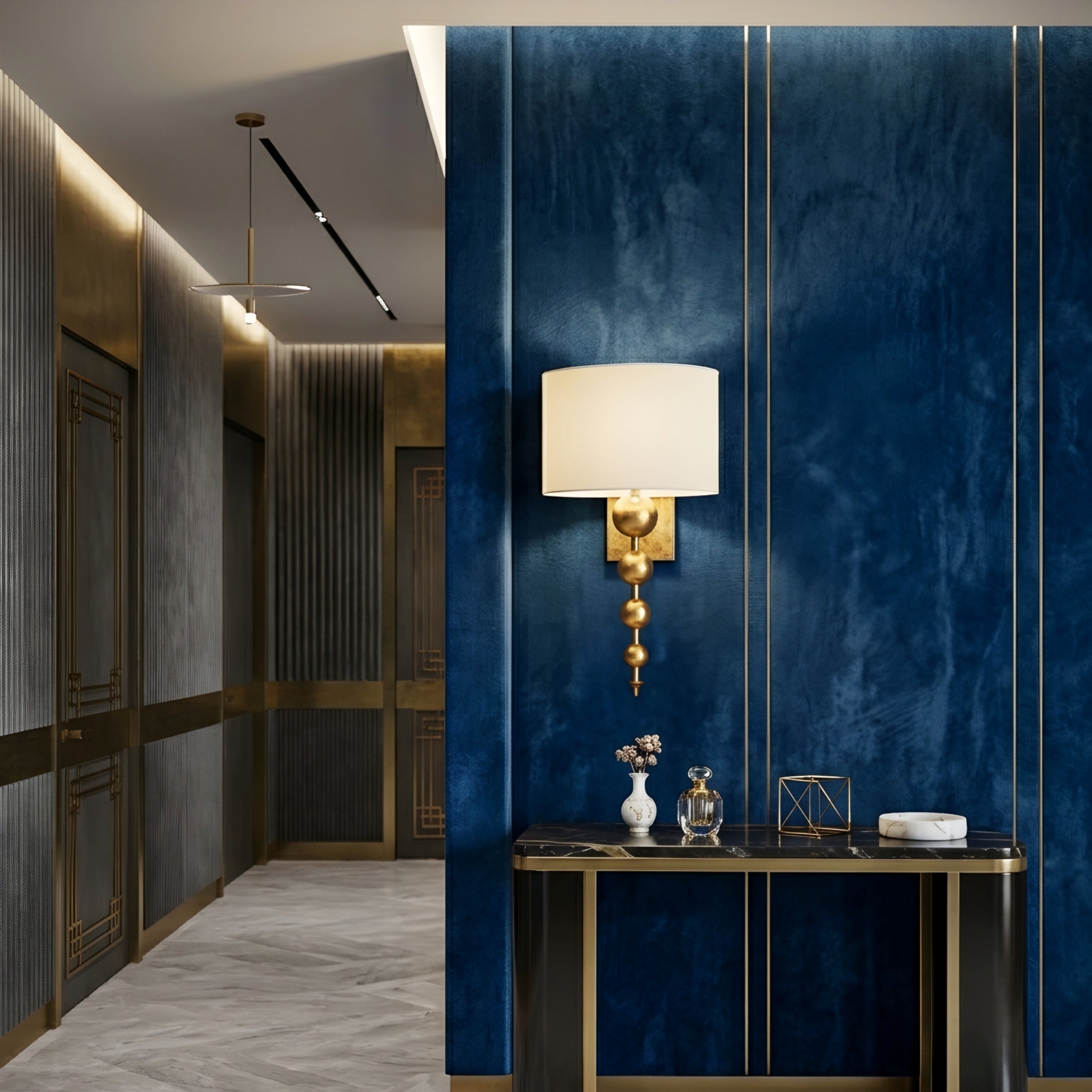 Spheris Orb Wall Sconce – Brass Gold Wall Sconce Bedroom Living Room Decorative Lighting Fabric Shade