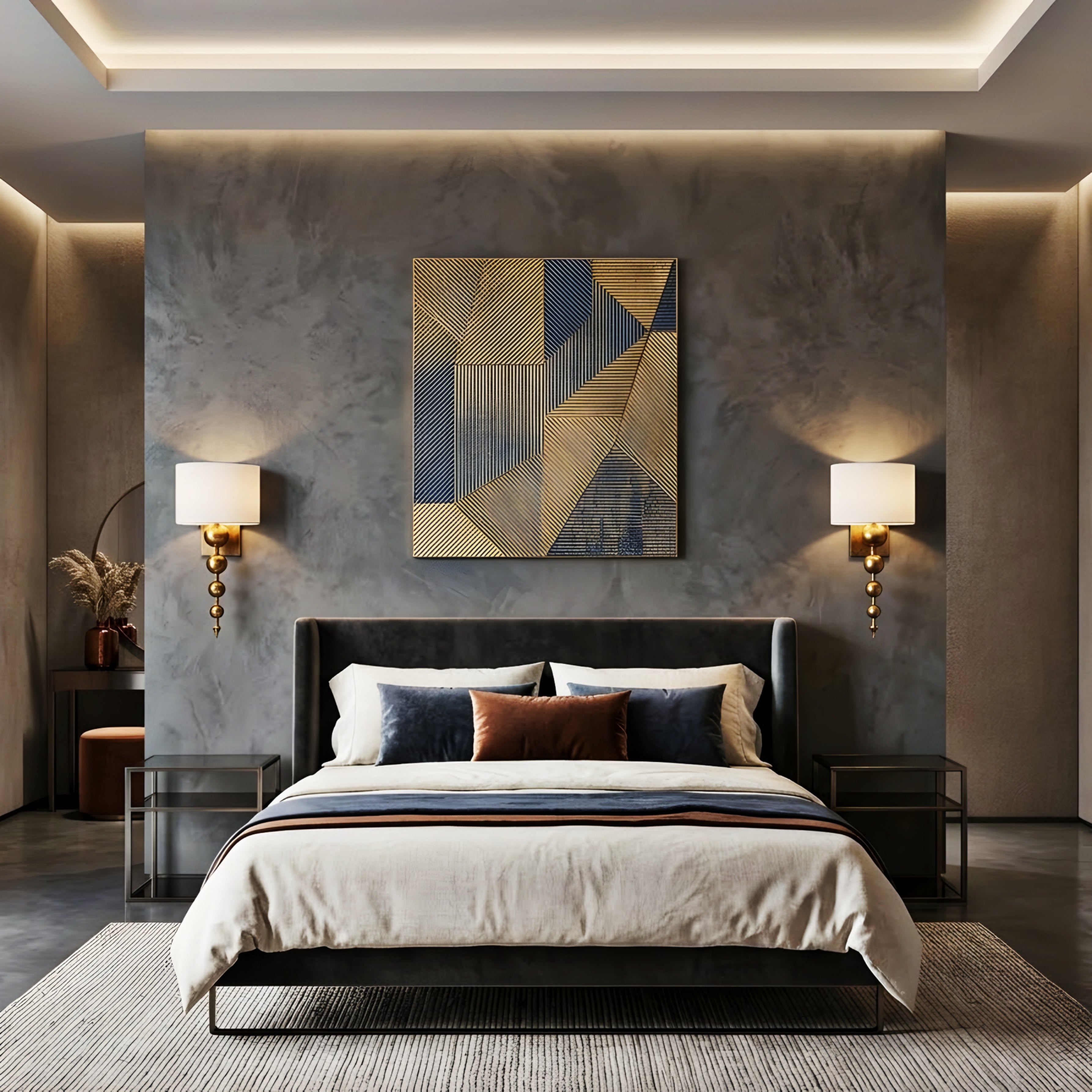 Spheris Orb Wall Sconce – Brass Gold Wall Sconce Bedroom Living Room Decorative Lighting Fabric Shade