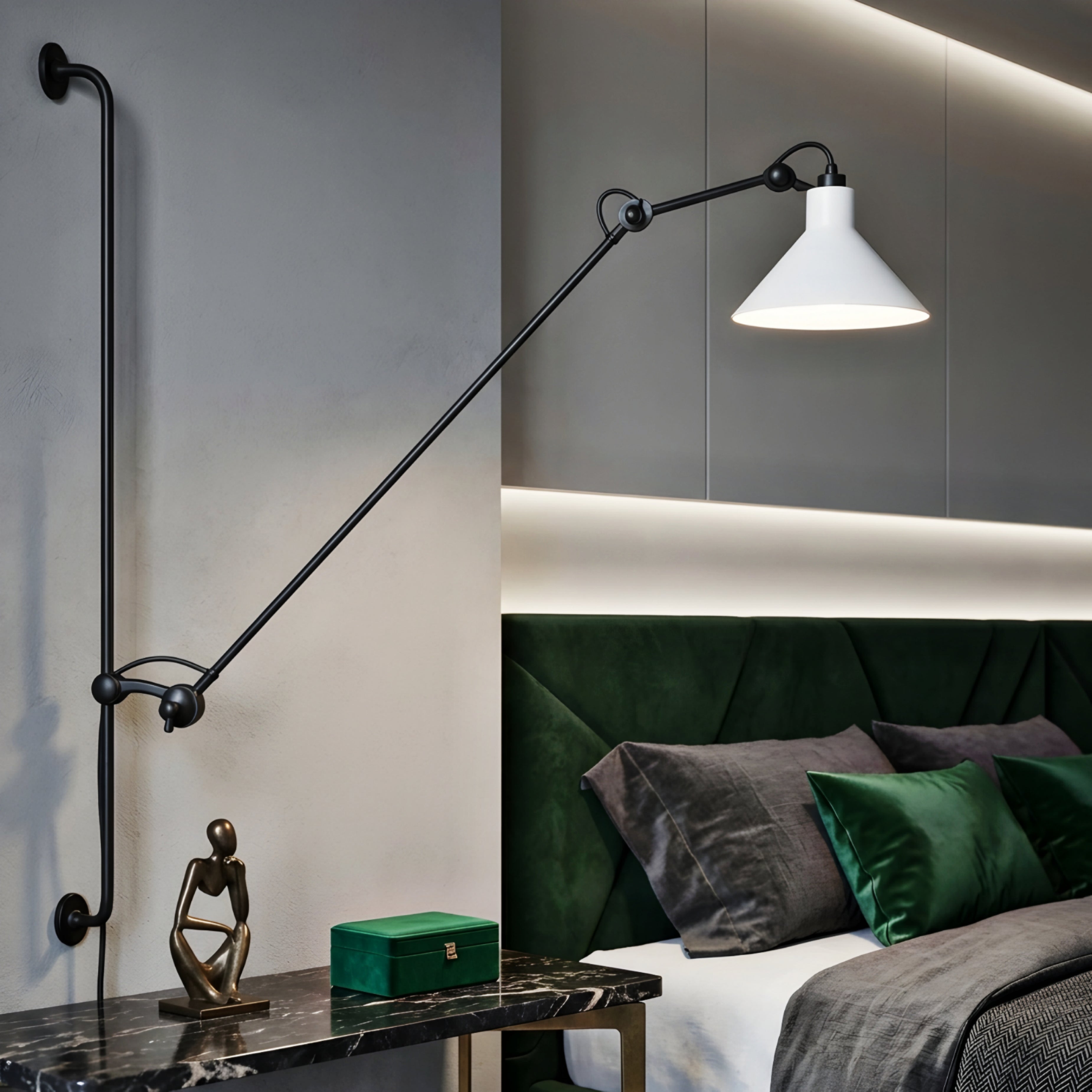 Mantero Swing Arm Wall Lights – Adjustable Reading Light Bedroom Living Room Modern Wall Sconce