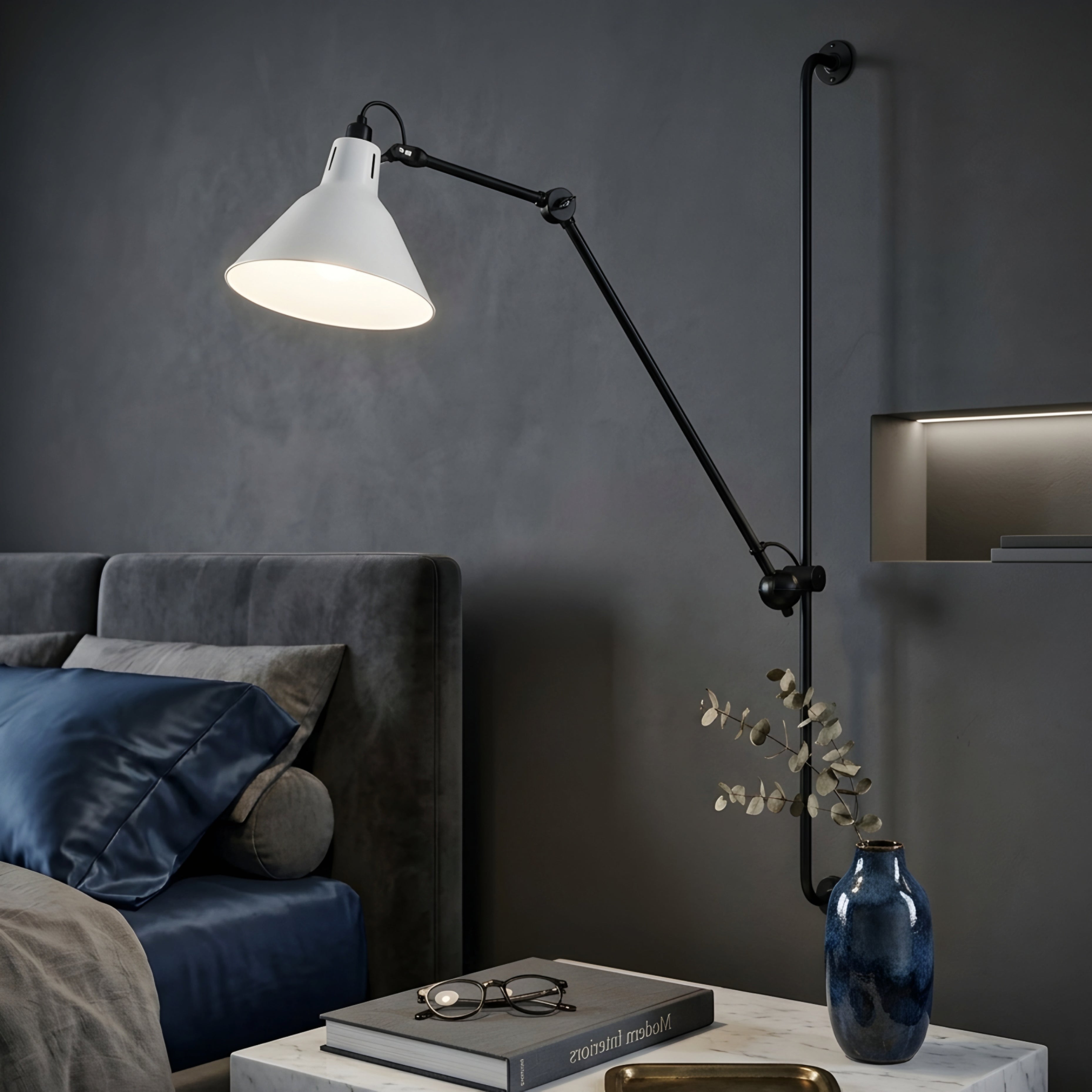 Mantero Swing Arm Wall Lights – Adjustable Reading Light Bedroom Living Room Modern Wall Sconce