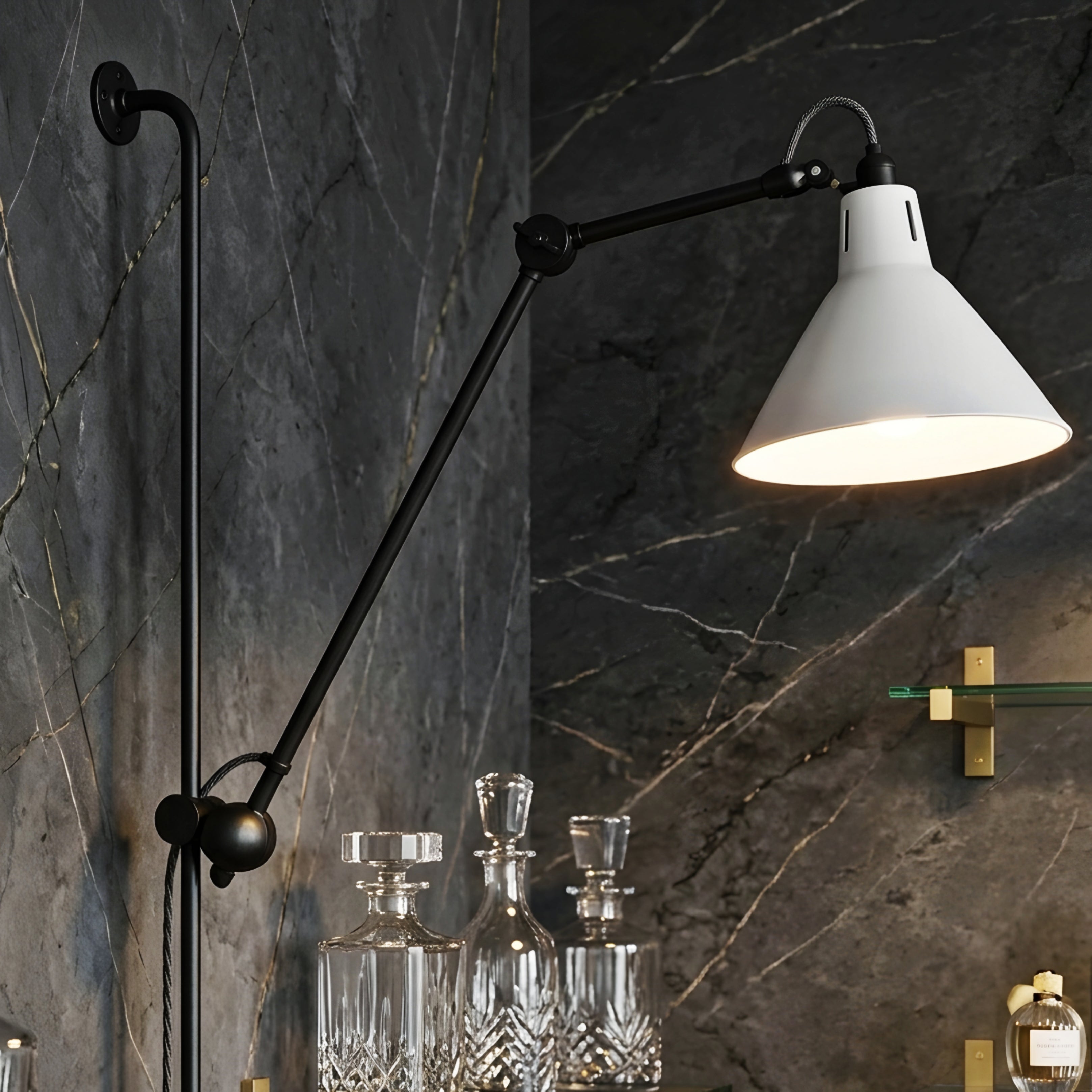 Mantero Swing Arm Wall Lights – Adjustable Reading Light Bedroom Living Room Modern Wall Sconce