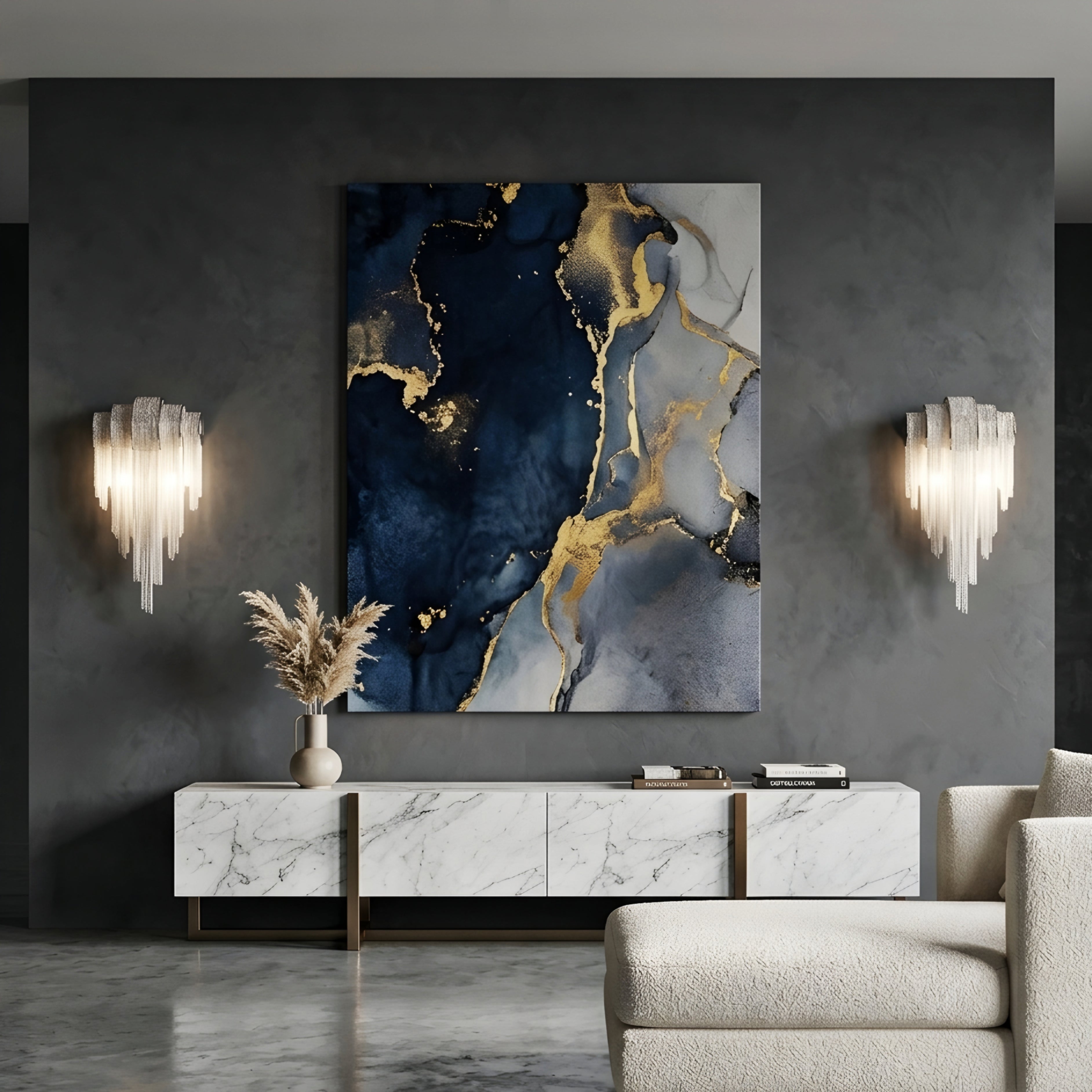 Cascade Wall Sconce – Luxury Silver Chain Wall Lighting Modern Decorative Living Room Bedroom Glam Fixture