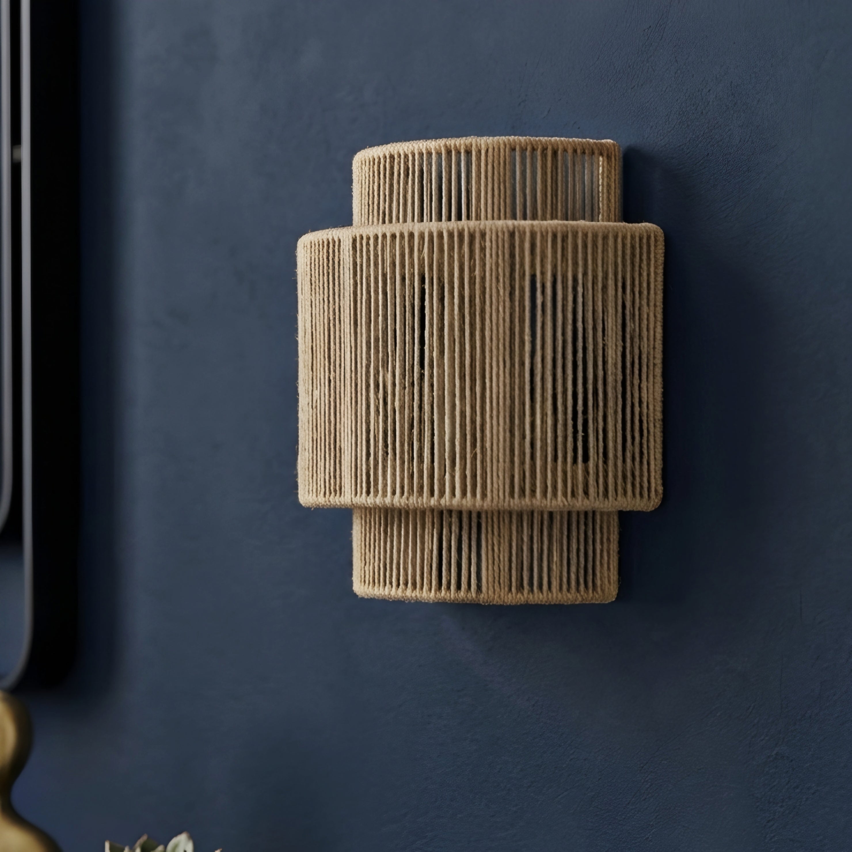 Riven Cord Wall Sconce – Natural Jute Rope Textured Boho Farmhouse Decorative Lighting Fixture
