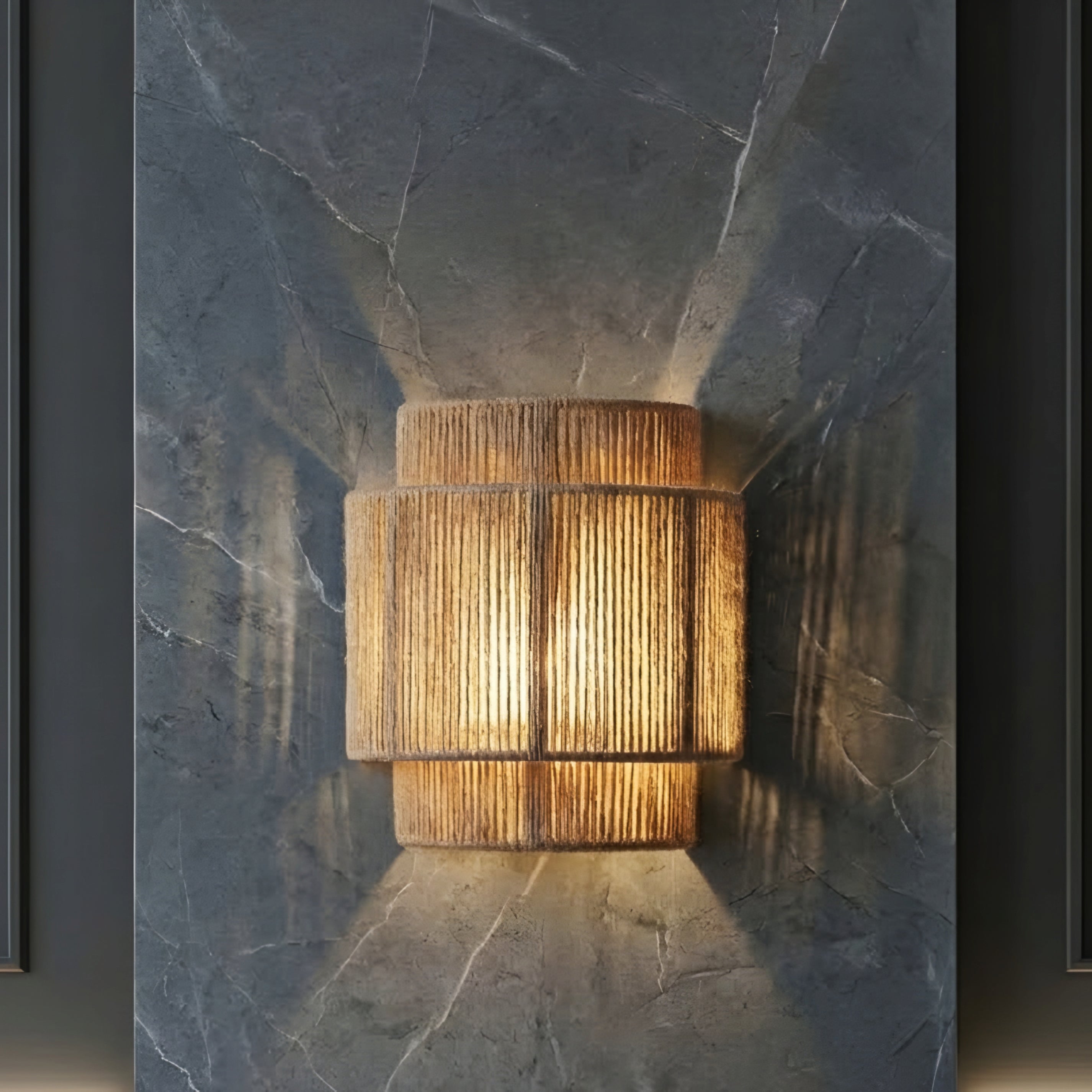 Riven Cord Wall Sconce – Natural Jute Rope Textured Boho Farmhouse Decorative Lighting Fixture