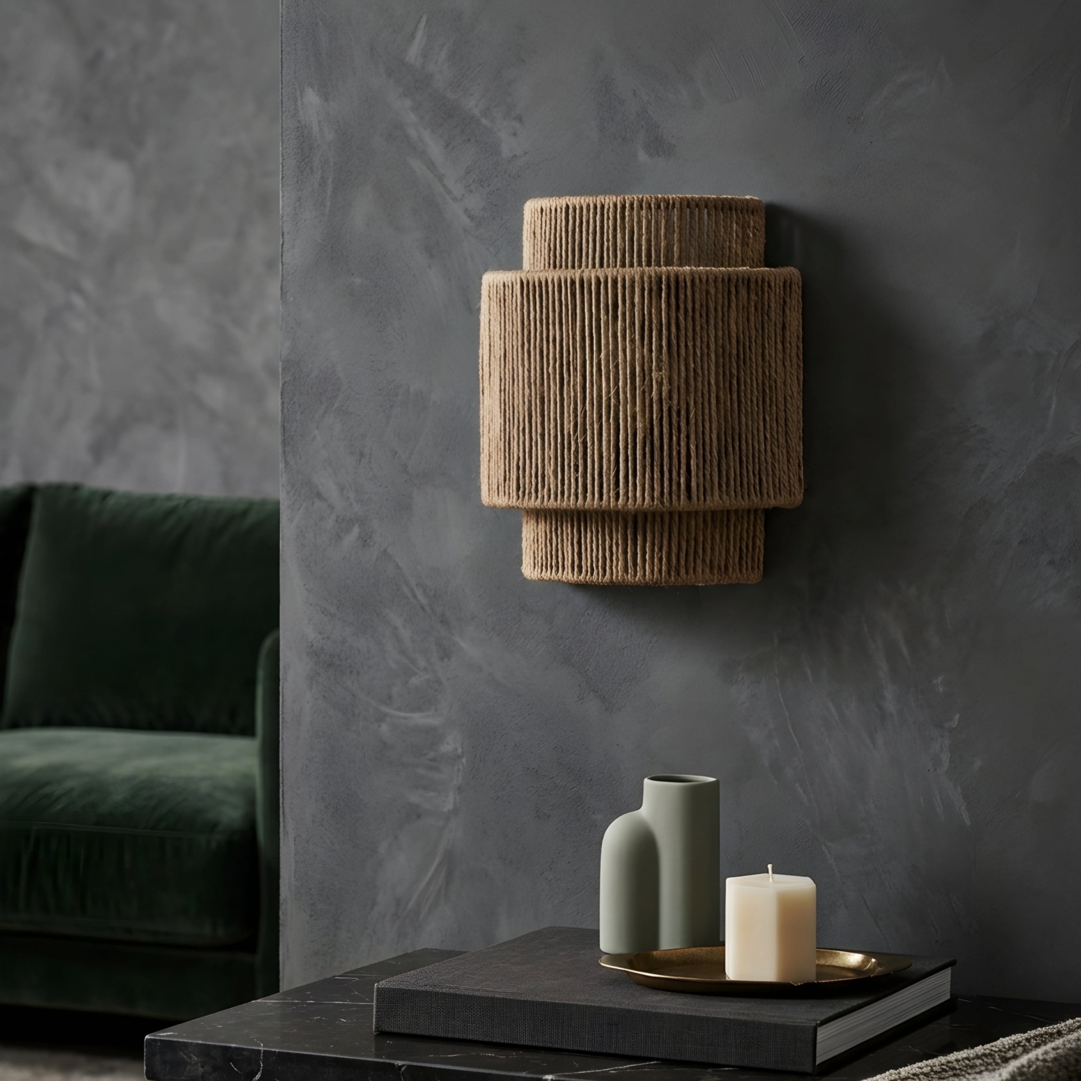 Riven Cord Wall Sconce – Natural Jute Rope Textured Boho Farmhouse Decorative Lighting Fixture