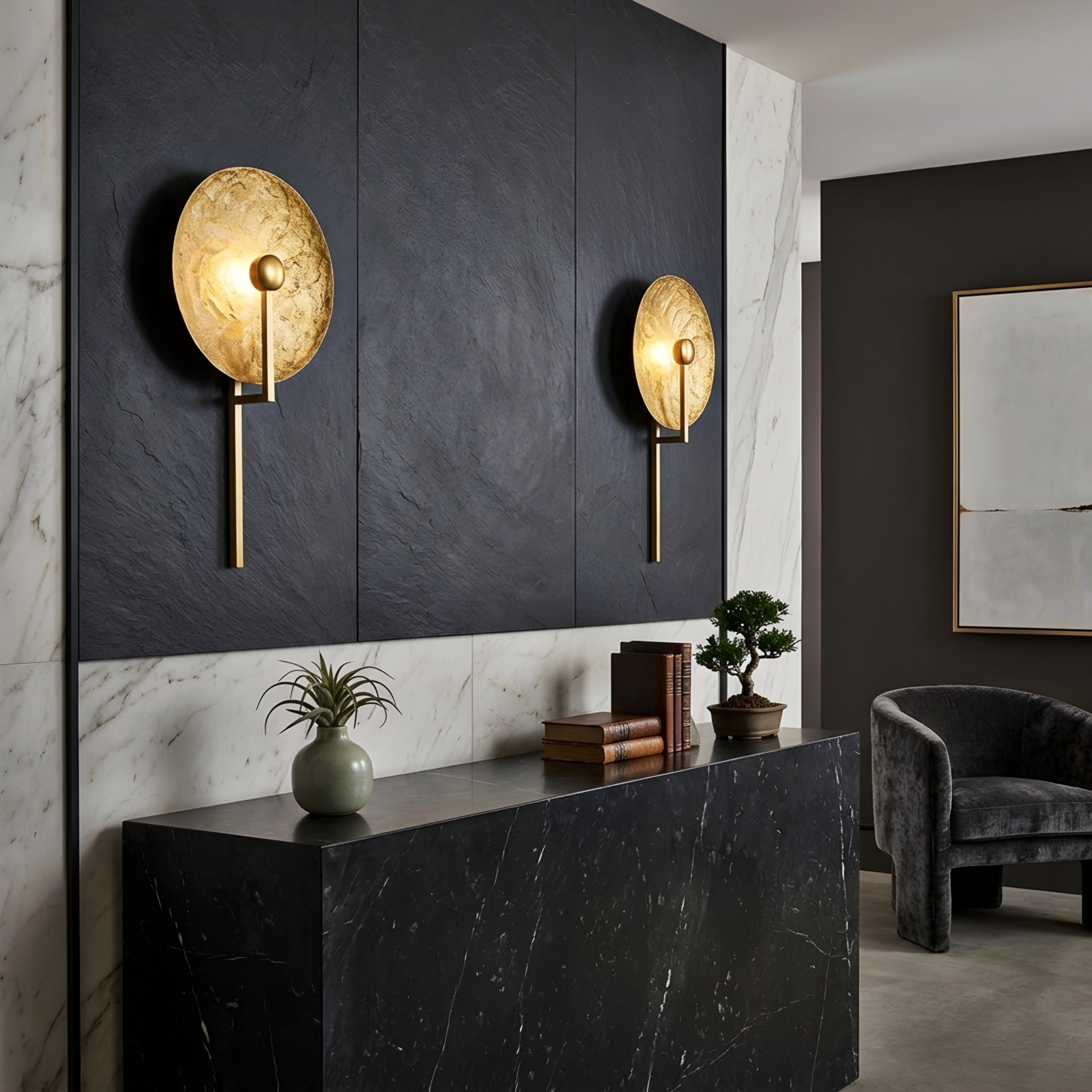 Solvera Disc Wall Sconce – Gold Brass Modern Decorative Lighting Living Room Bedroom Luxury Metal Fixture