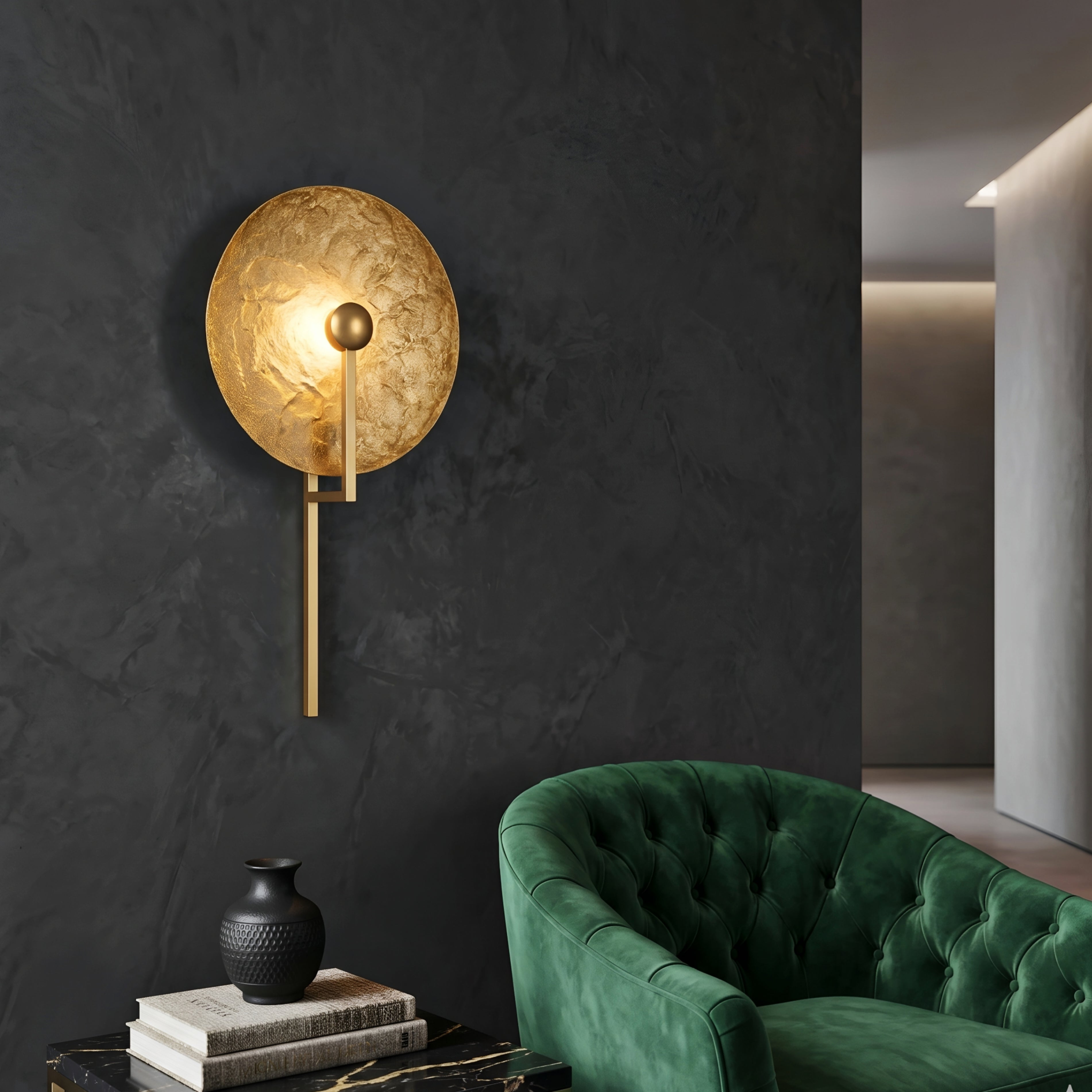 Solvera Disc Wall Sconce – Gold Brass Modern Decorative Lighting Living Room Bedroom Luxury Metal Fixture