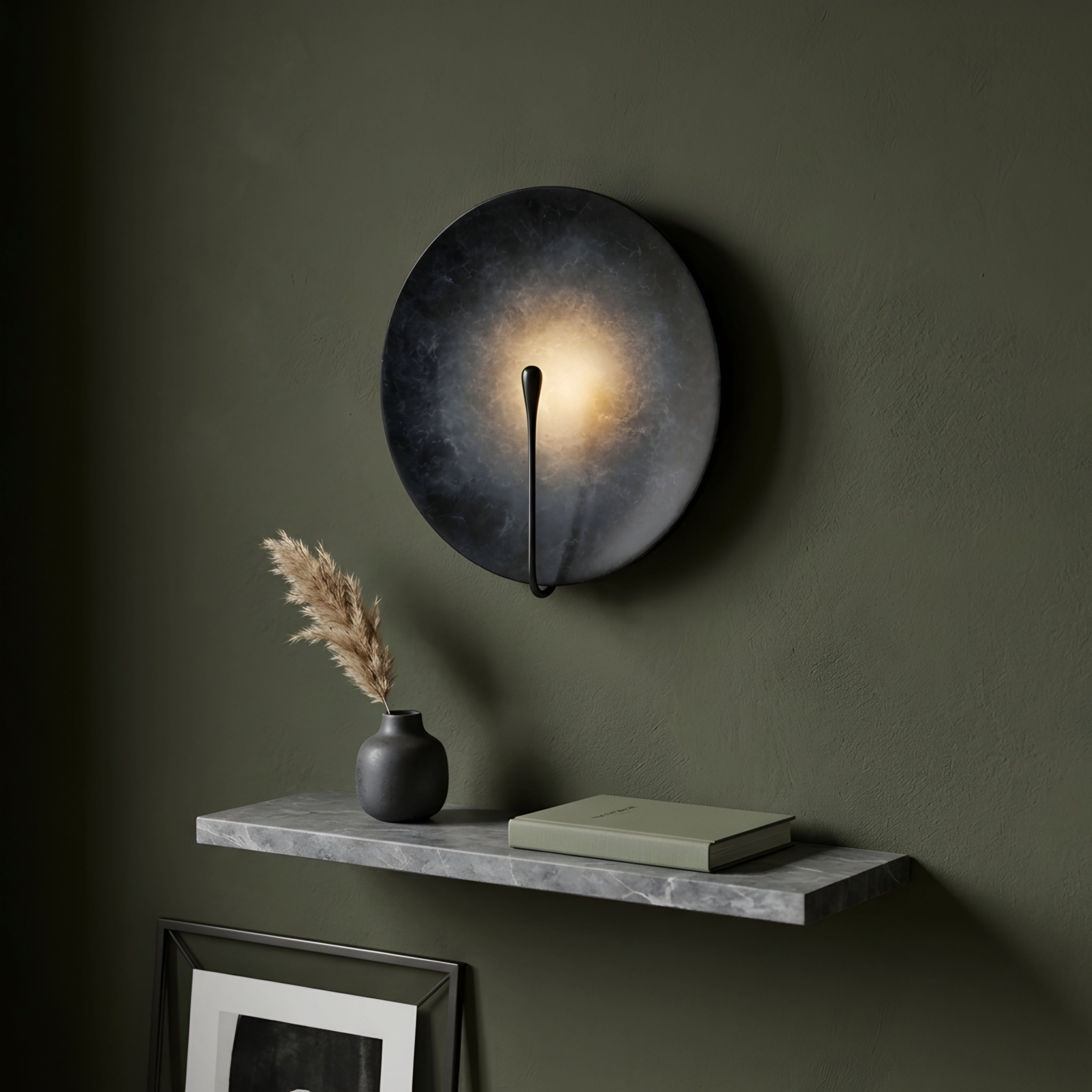 Eclipsen Disc Wall Sconce – LED Modern Decorative Lighting Black Round Textured Living Room Bedroom