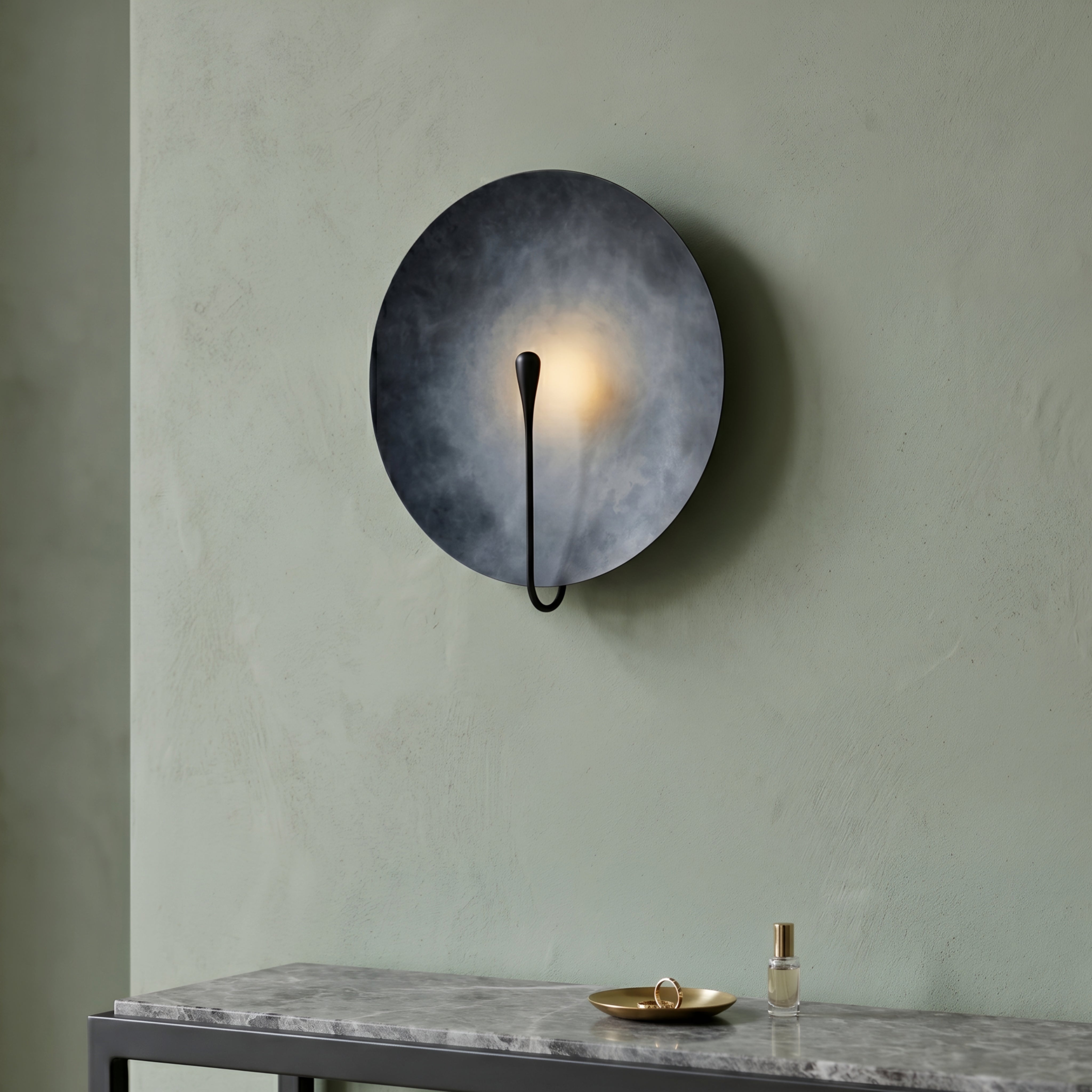 Eclipsen Disc Wall Sconce – LED Modern Decorative Lighting Black Round Textured Living Room Bedroom