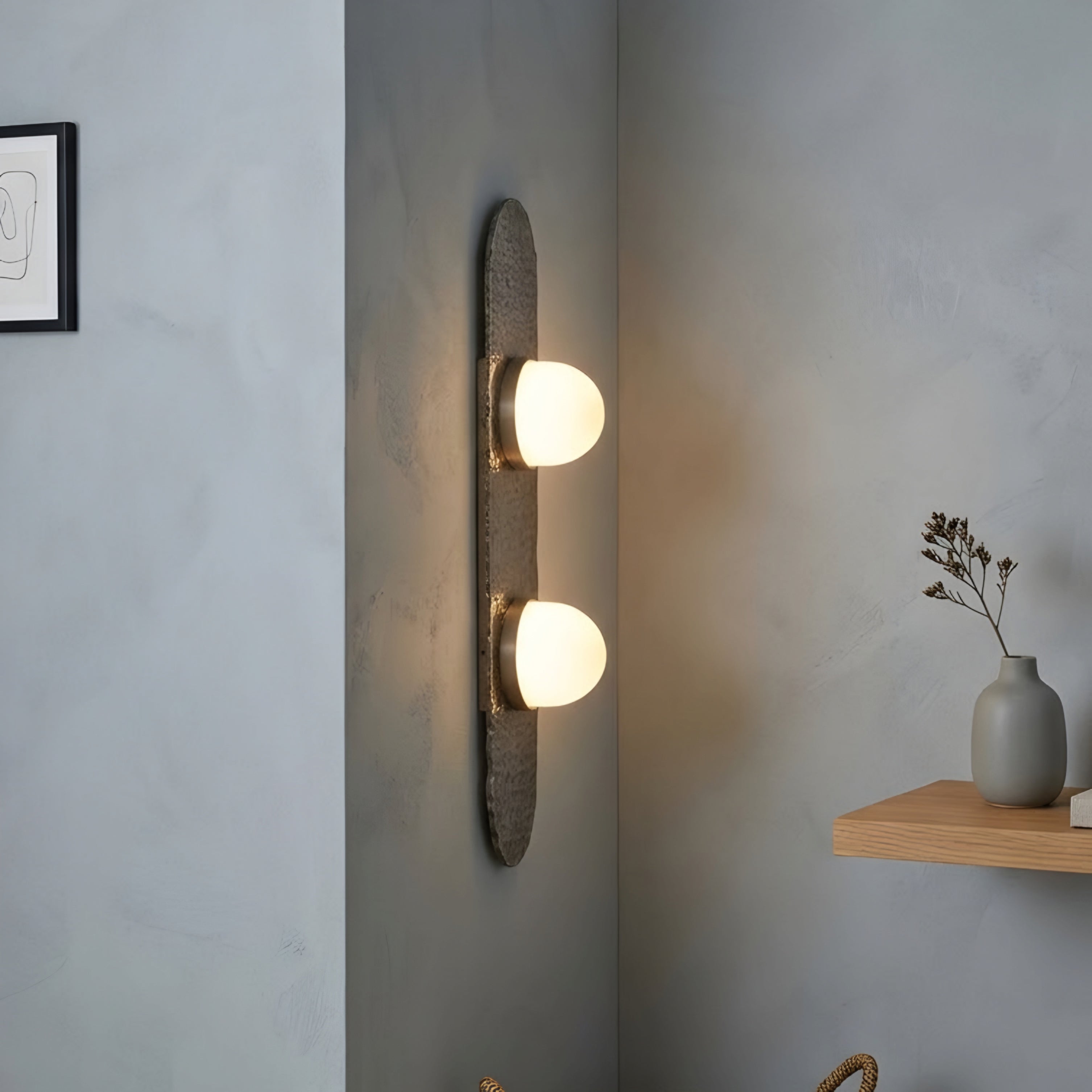 Glacien Triple Wall Sconce – Textured Glass Vanity Light Bathroom Bedroom Modern Decorative Lighting