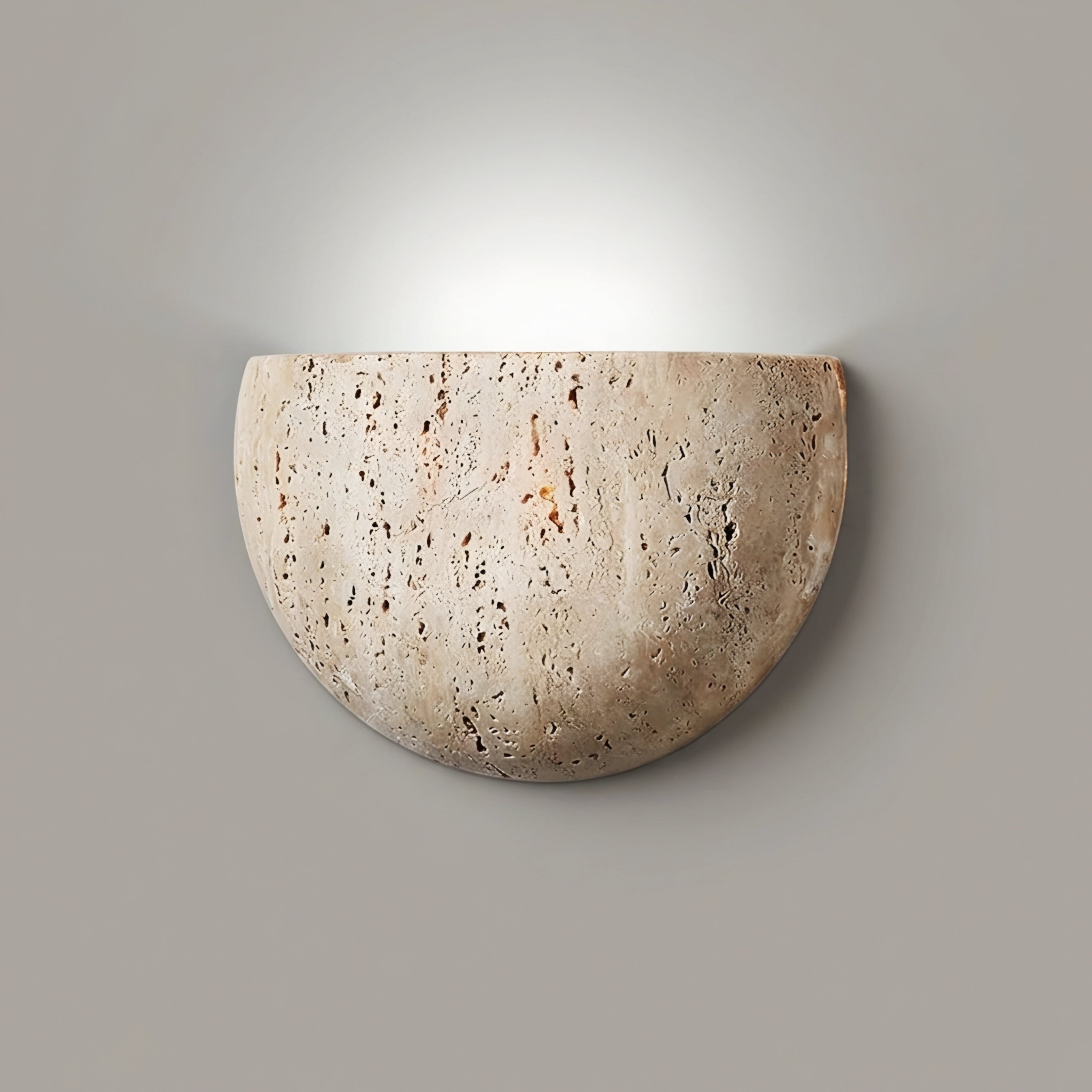 Tivara Bowl Wall Sconce – Travertine Stone Minimalist Modern Decorative Lighting Living Room Bedroom
