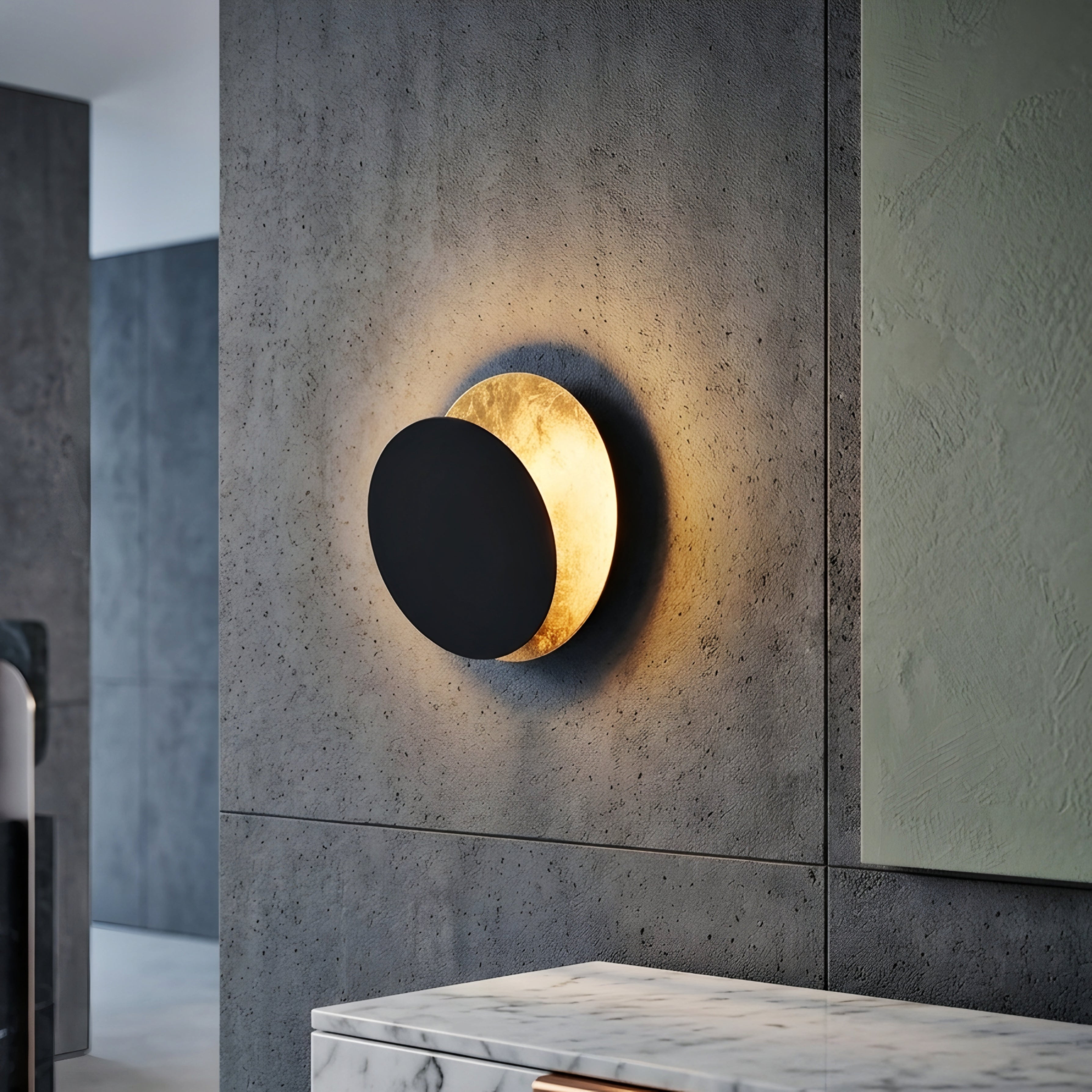 Eclipsa Dual Wall Sconce – LED Modern Rotatable Black Gold Living Room Bedroom Decorative Lighting