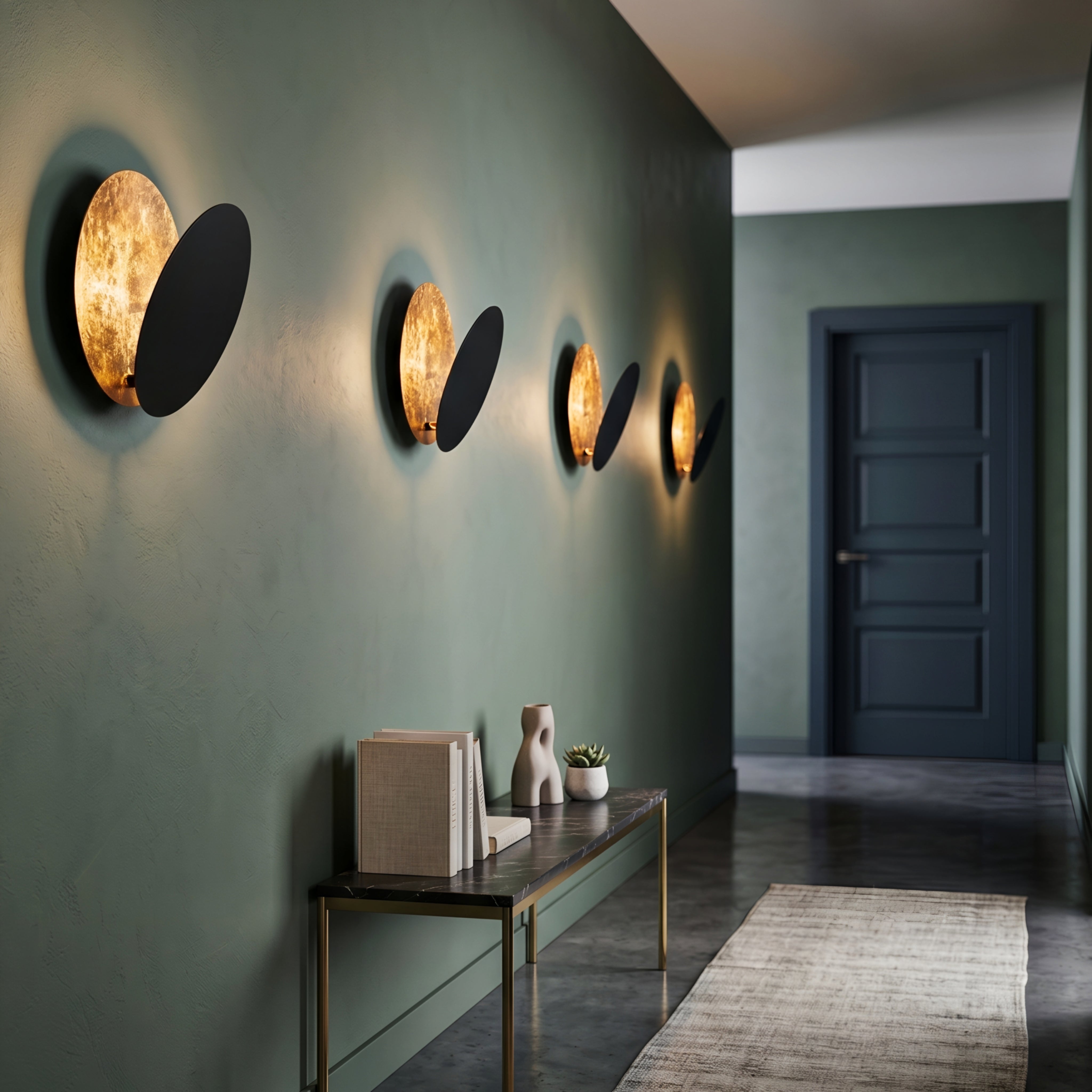 Eclipsa Dual Wall Sconce – LED Modern Rotatable Black Gold Living Room Bedroom Decorative Lighting