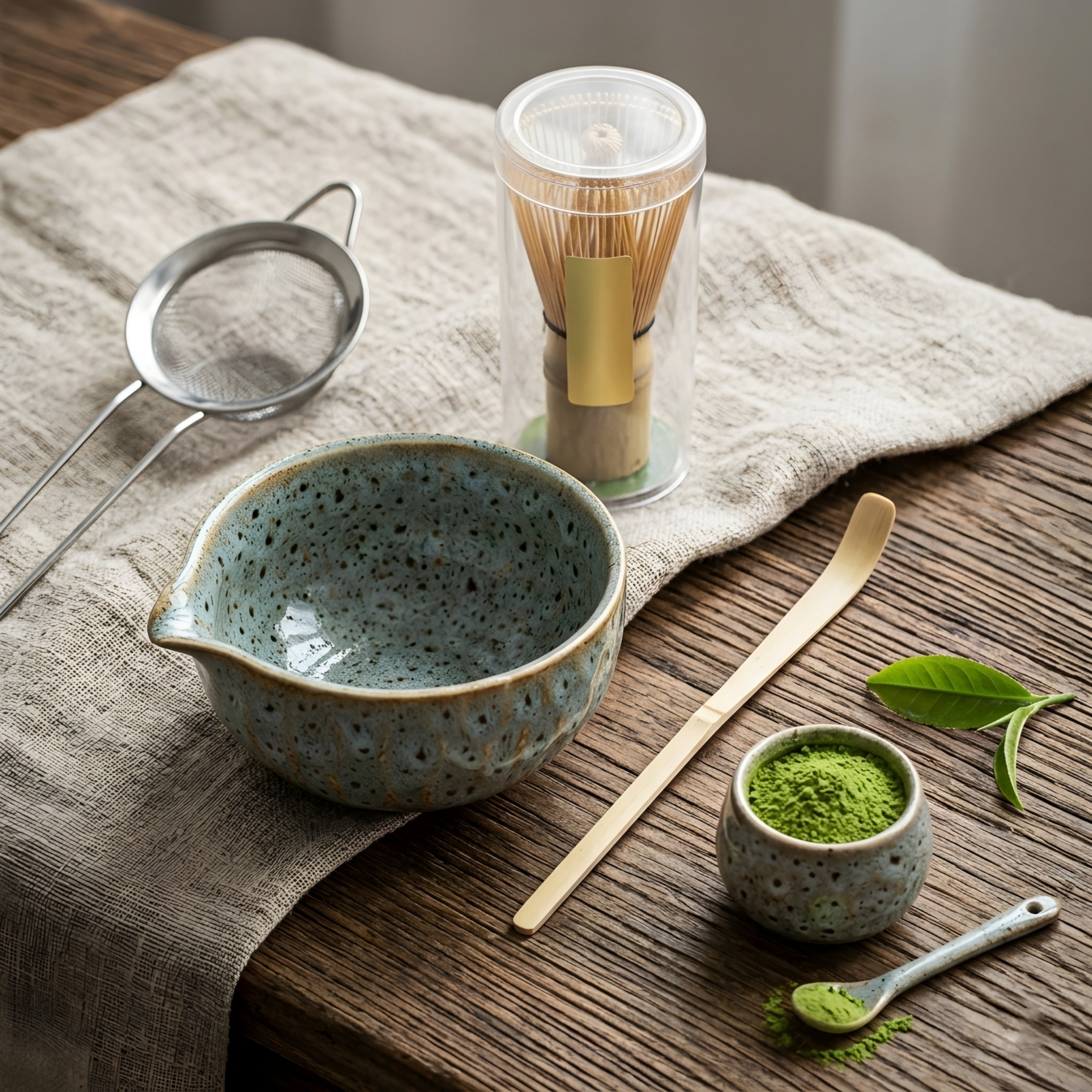 HanaKō Matcha Ceremony Set – 5-Piece Traditional Japanese Tea Kit Bamboo Whisk Bowl Strainer Scoop