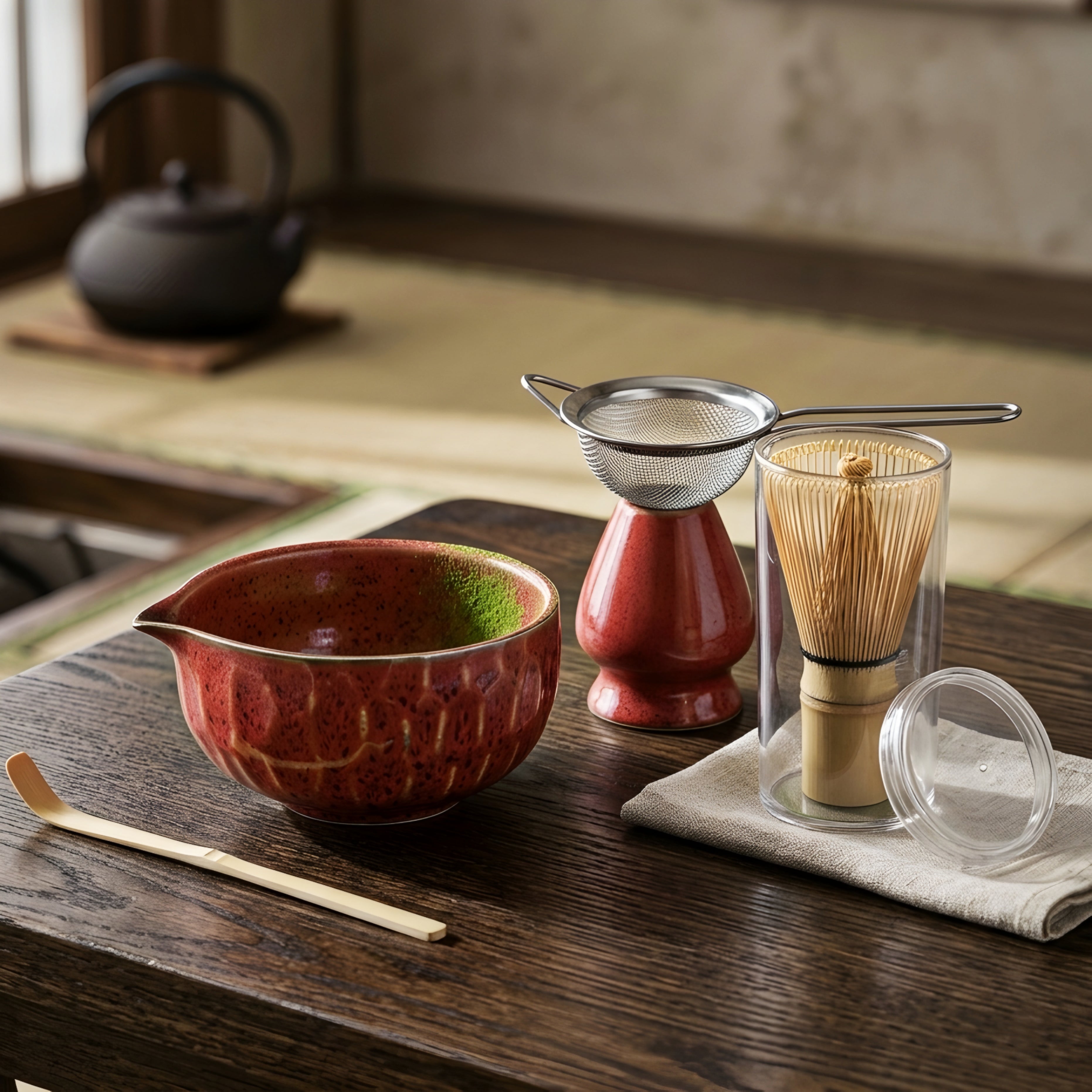 HanaKō Matcha Ceremony Set – 5-Piece Traditional Japanese Tea Kit Bamboo Whisk Bowl Strainer Scoop