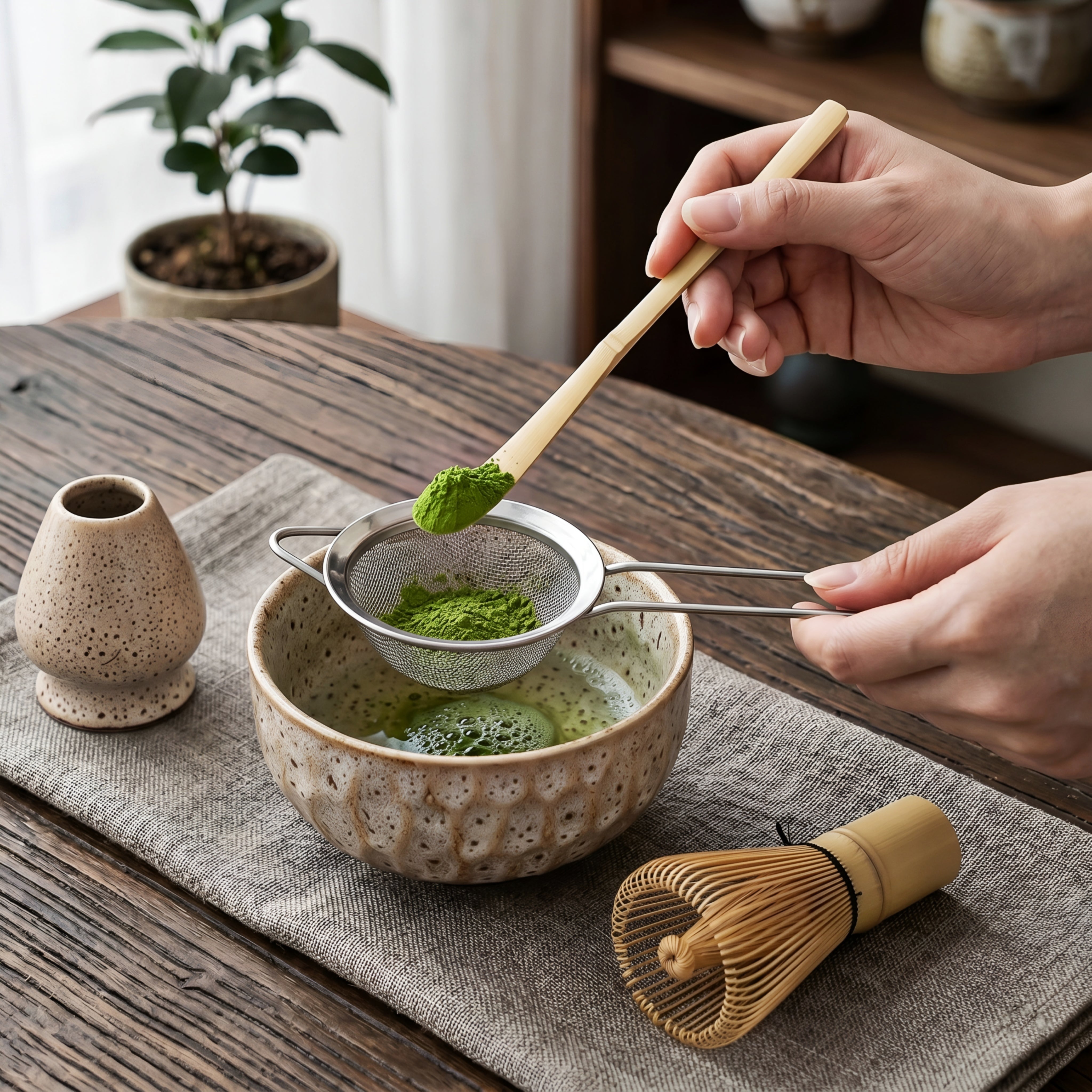 HanaKō Matcha Ceremony Set – 5-Piece Traditional Japanese Tea Kit Bamboo Whisk Bowl Strainer Scoop