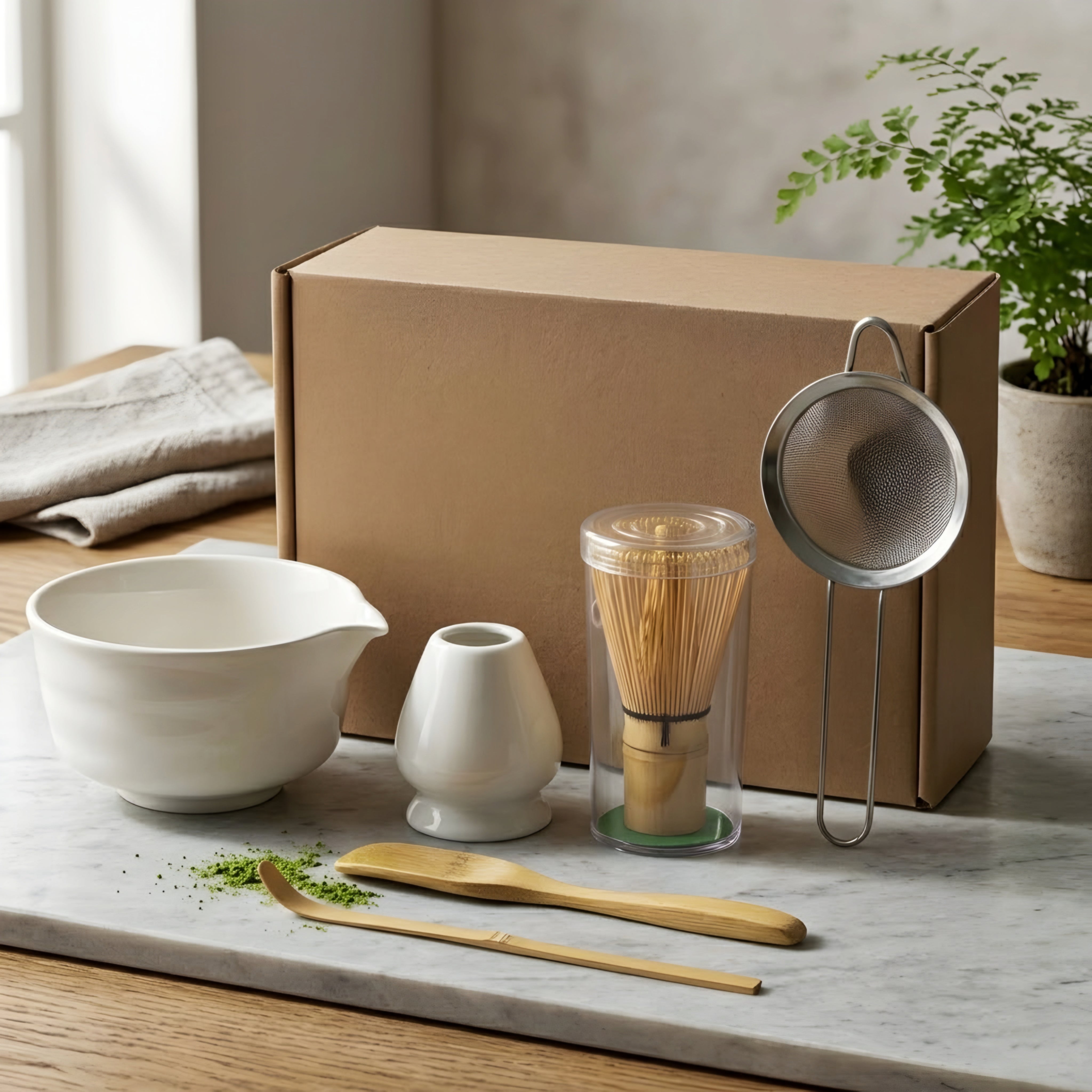 Chado Matcha Tea Set – Traditional Japanese Ceremony Kit Bamboo Whisk Bowl Scoop Strainer Accessories