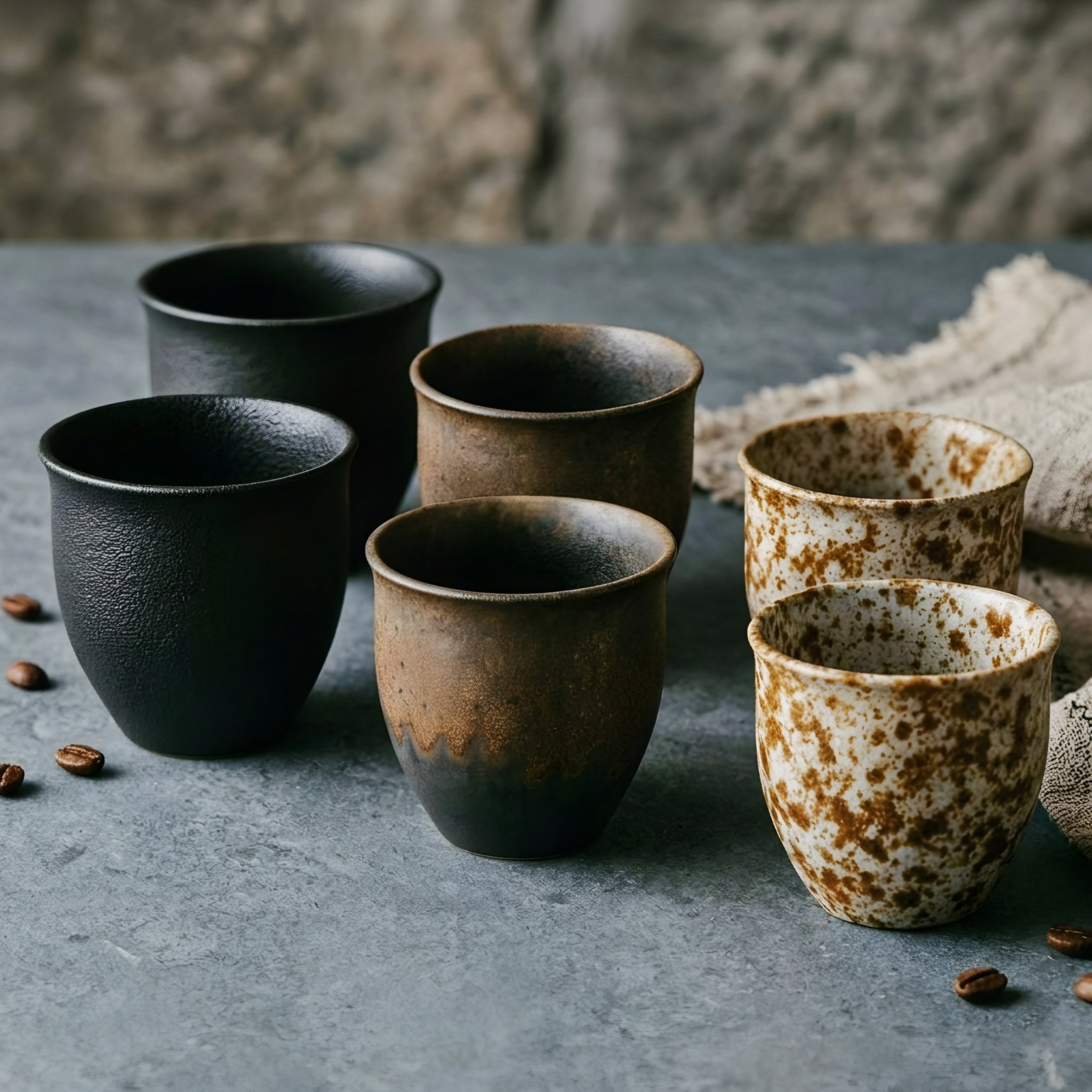 Terravox Ceramic Cup Set – Handmade Stoneware Coffee Tea Drinking Cups Rustic Speckled Matte Finish Kitchen