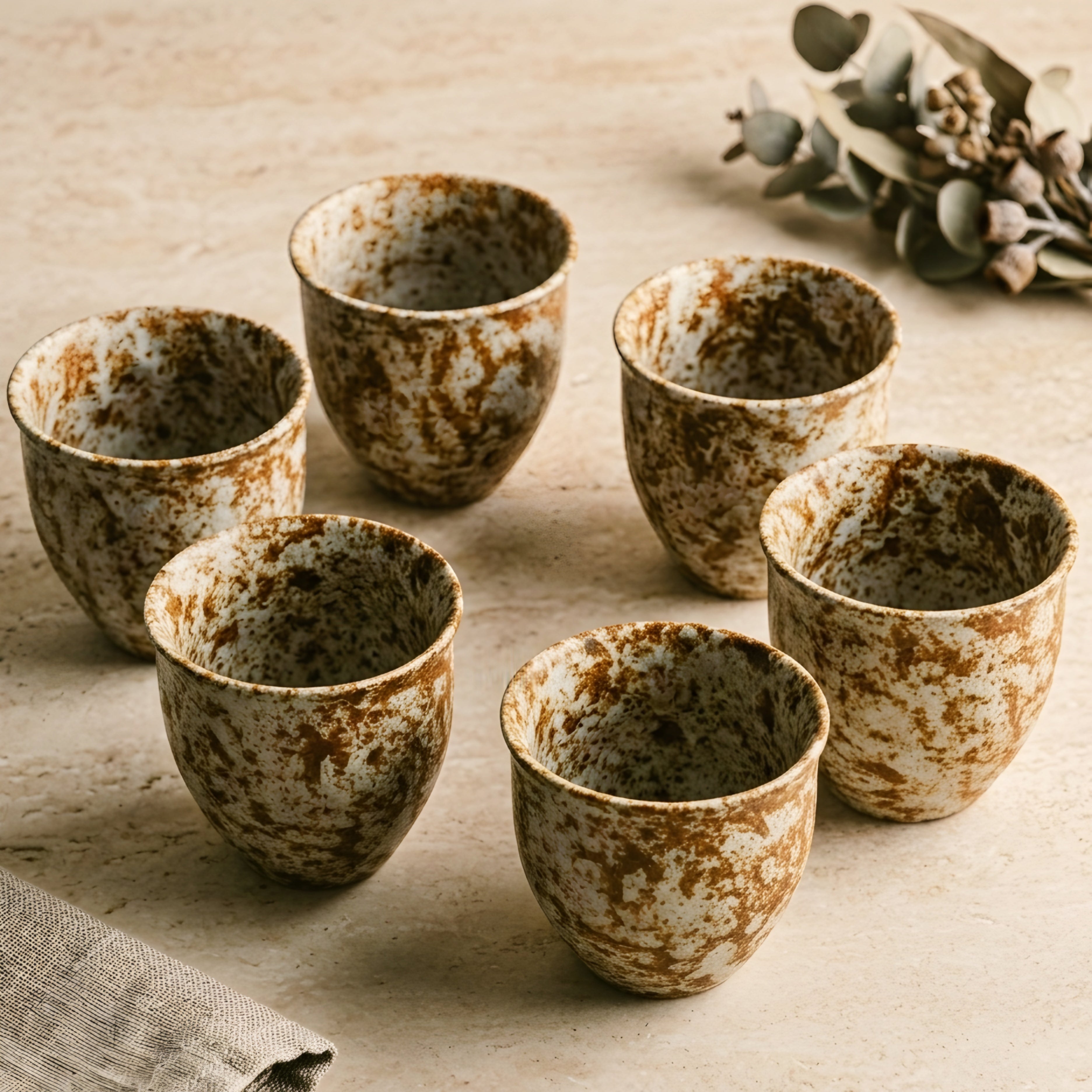 Terravox Ceramic Cup Set – Handmade Stoneware Coffee Tea Drinking Cups Rustic Speckled Matte Finish Kitchen