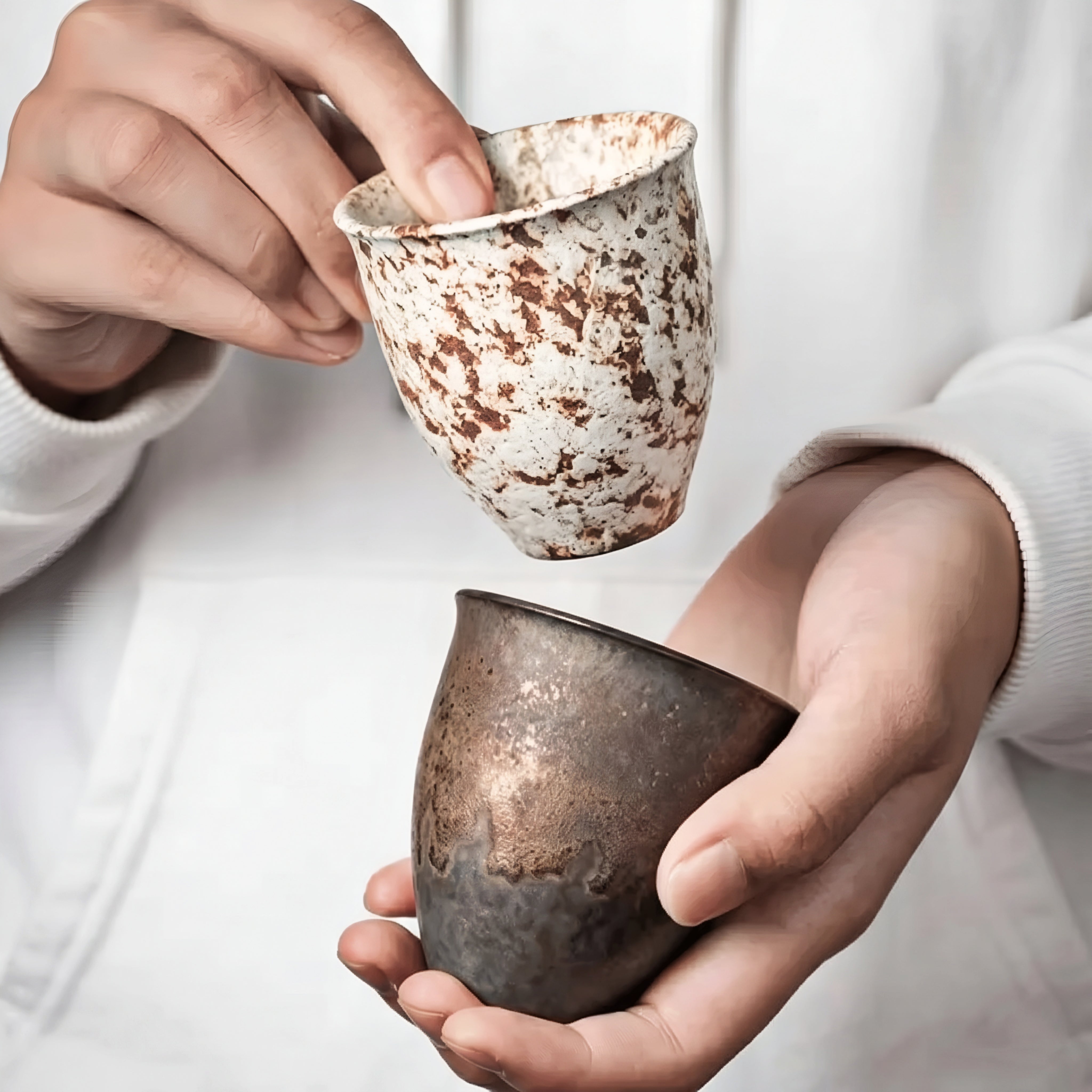 Terravox Ceramic Cup Set – Handmade Stoneware Coffee Tea Drinking Cups Rustic Speckled Matte Finish Kitchen