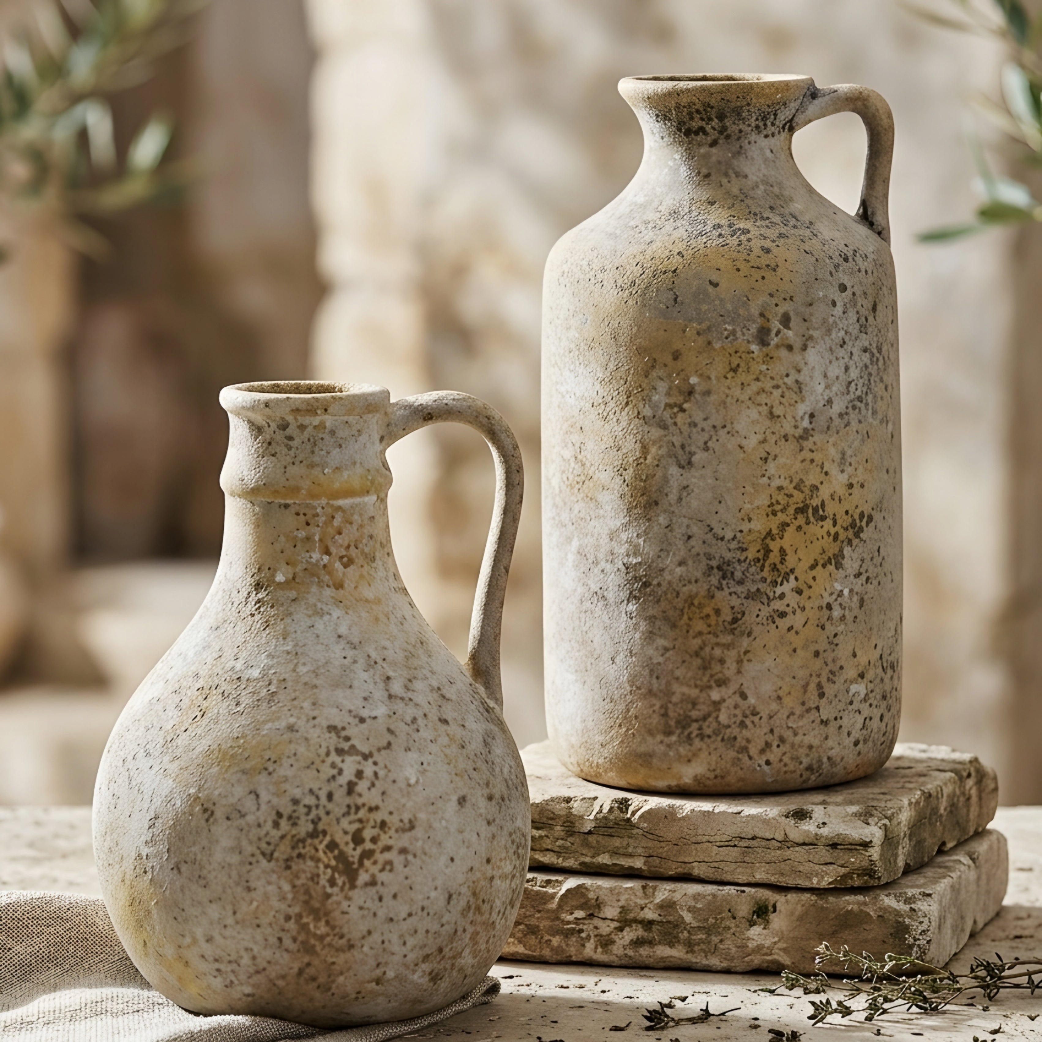 Teserra Ceramic Vase Set – Rustic Decorative Home Decor Living Room Bedroom Table Display Farmhouse