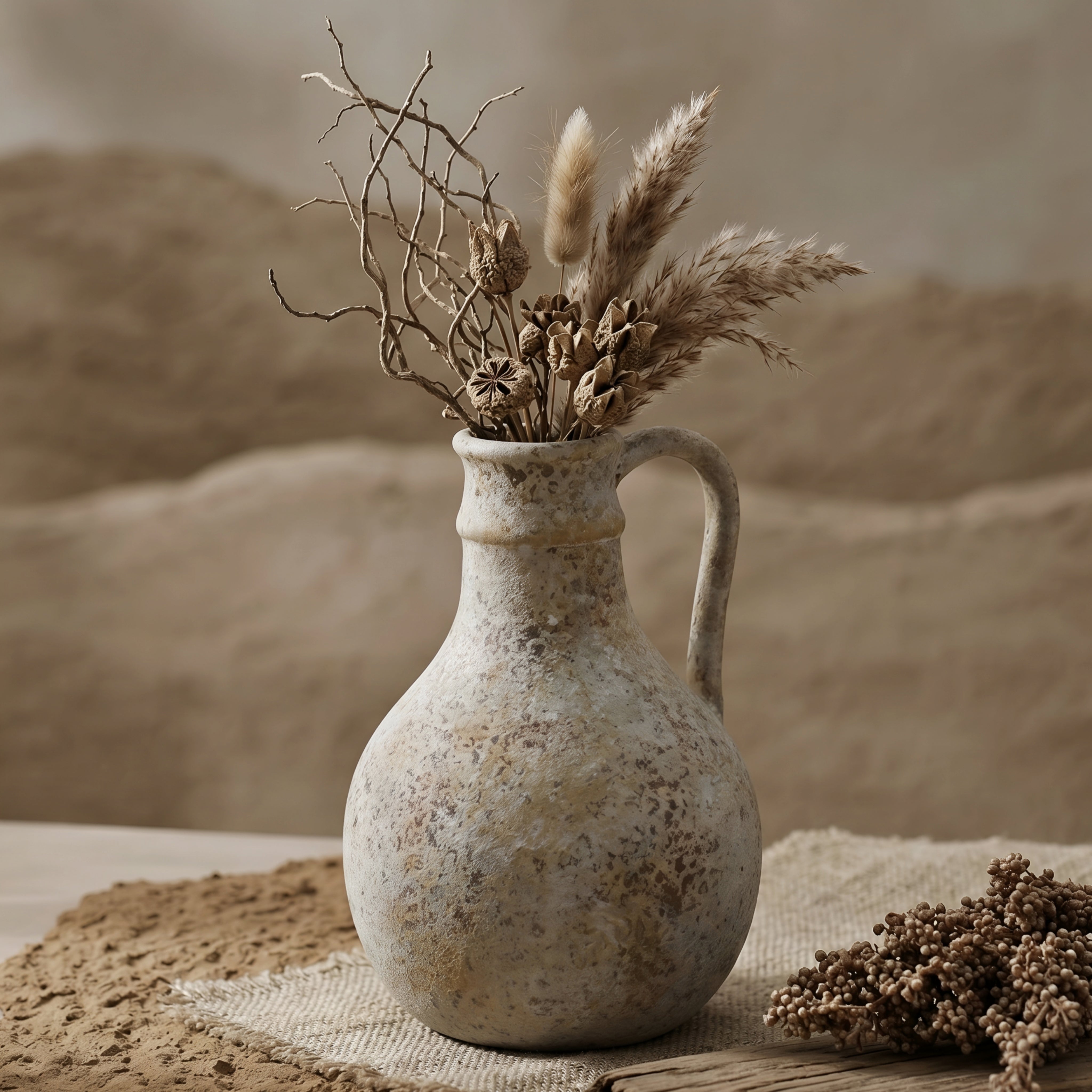 Teserra Ceramic Vase Set – Rustic Decorative Home Decor Living Room Bedroom Table Display Farmhouse