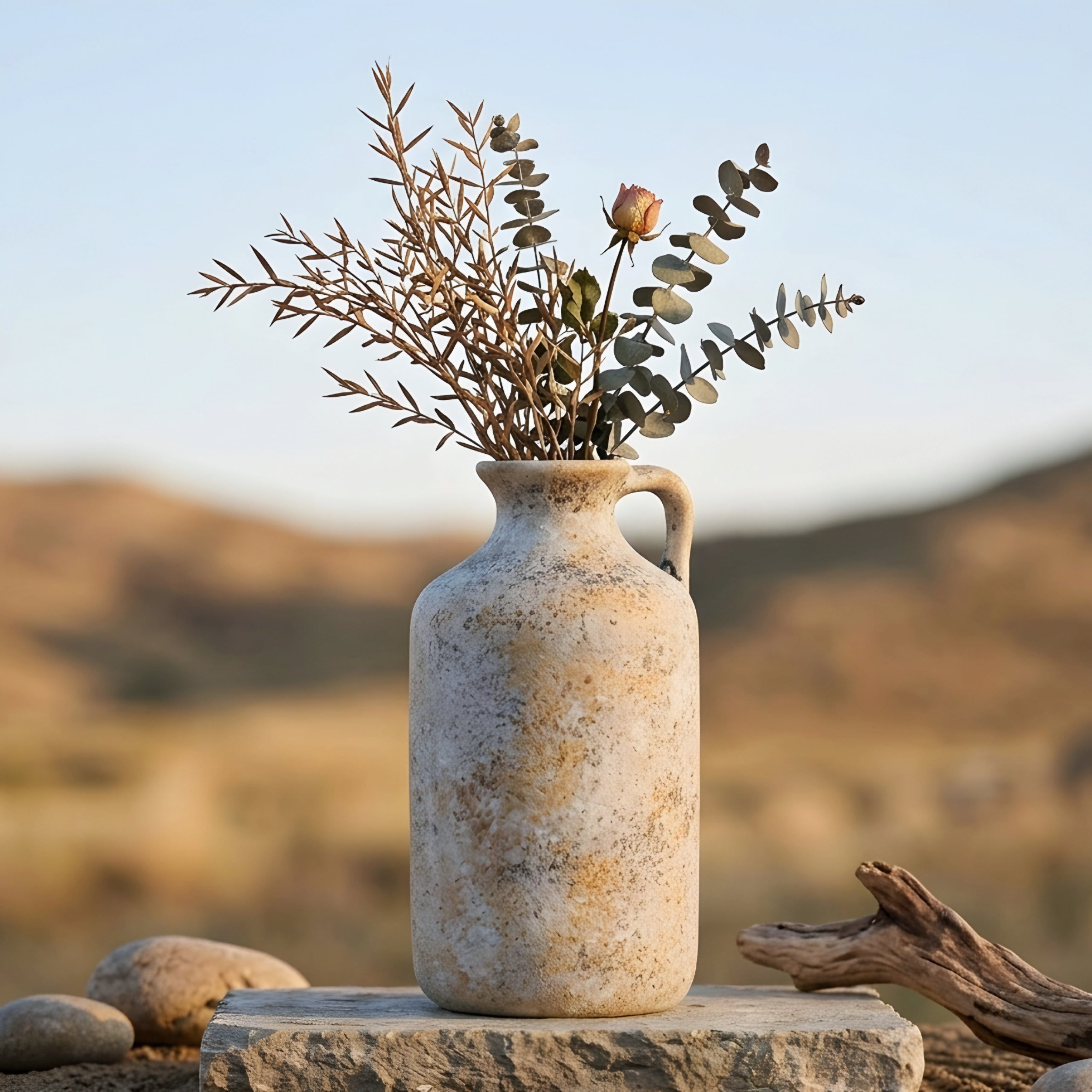 Teserra Ceramic Vase Set – Rustic Decorative Home Decor Living Room Bedroom Table Display Farmhouse