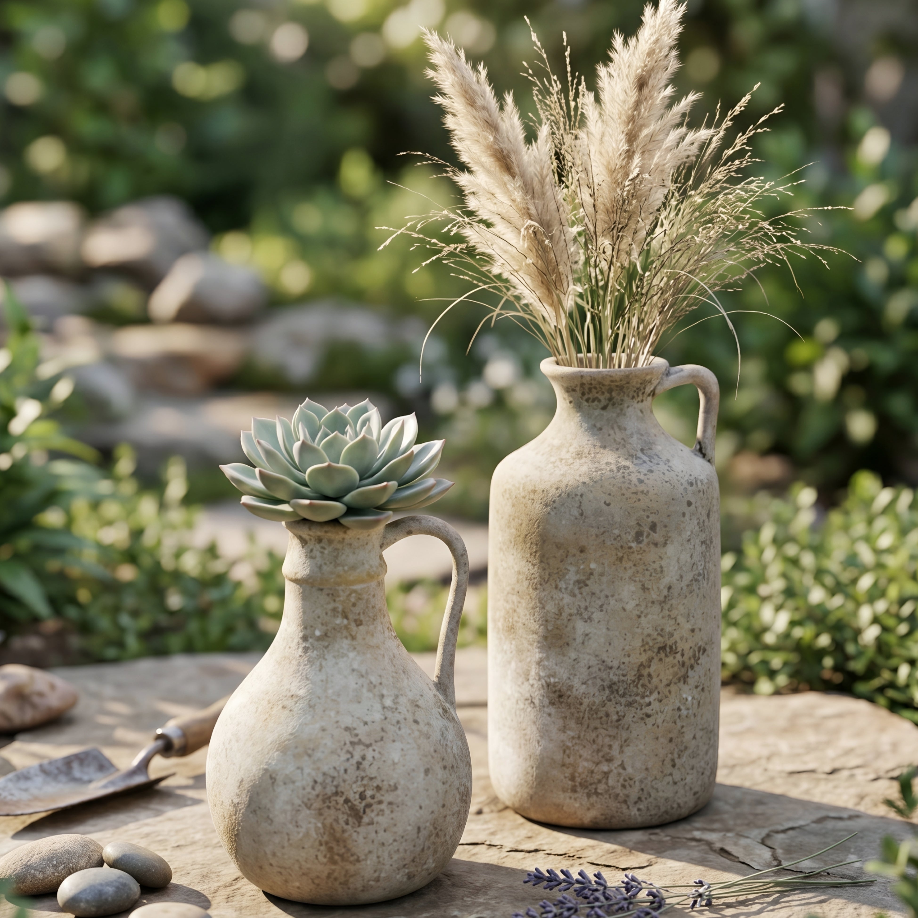Teserra Ceramic Vase Set – Rustic Decorative Home Decor Living Room Bedroom Table Display Farmhouse
