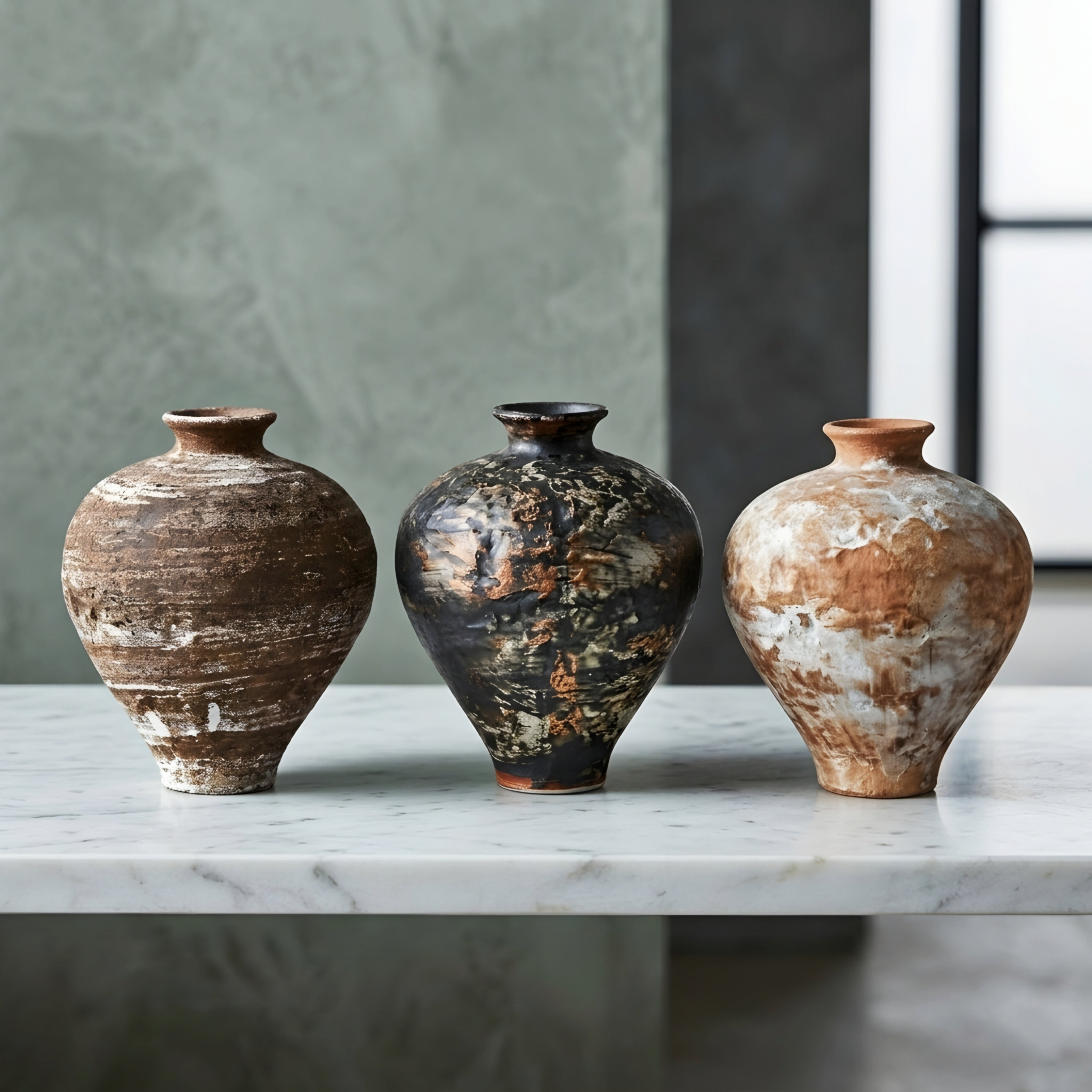 Kishan Ceramic Vase – Rustic Decorative Table Living Room Handcrafted Distressed Finish Home Decor