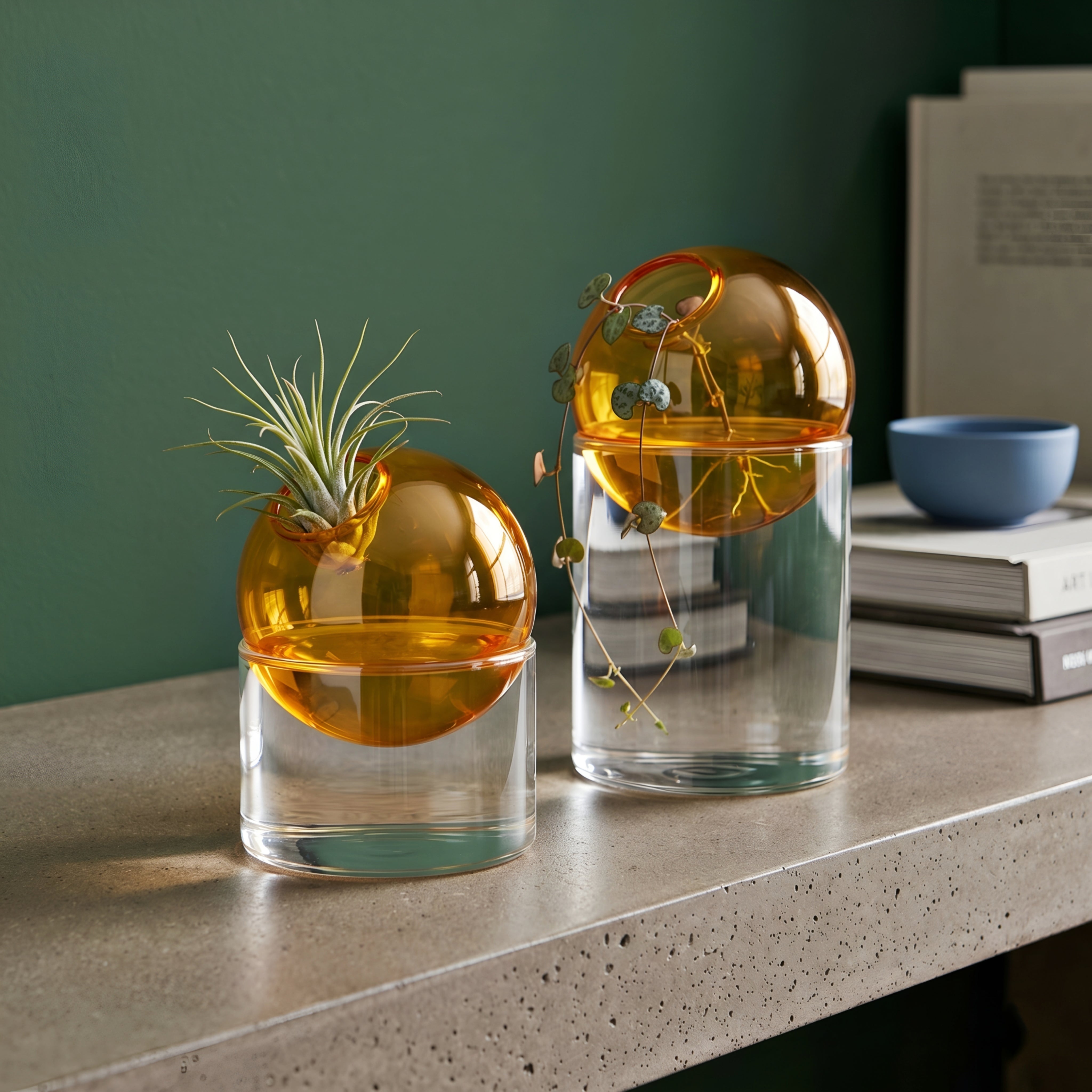 Orbisol Glass Vase Set – Modern Decorative Living Room Table Floating Sphere Flower Vases