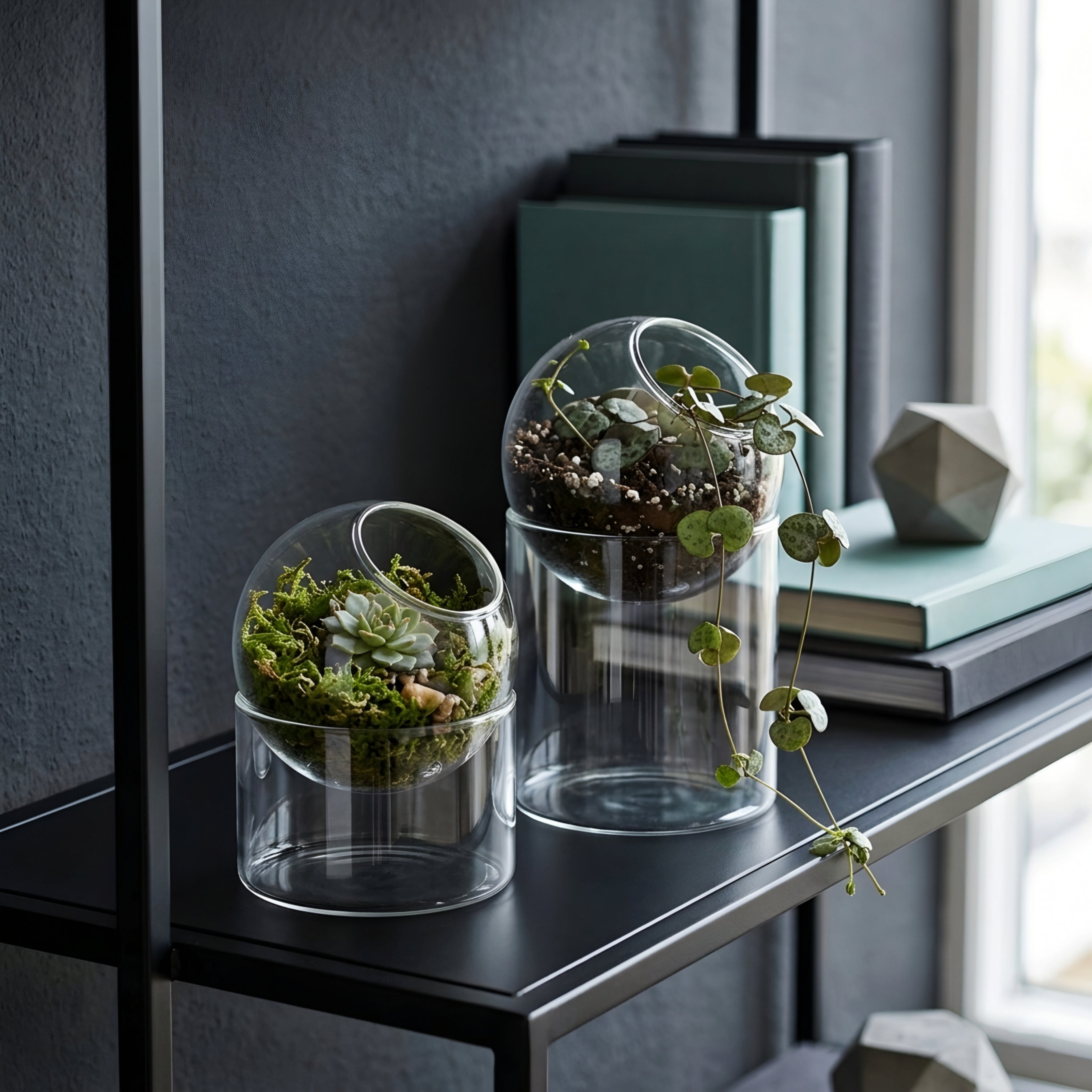 Orbisol Glass Vase Set – Modern Decorative Living Room Table Floating Sphere Flower Vases