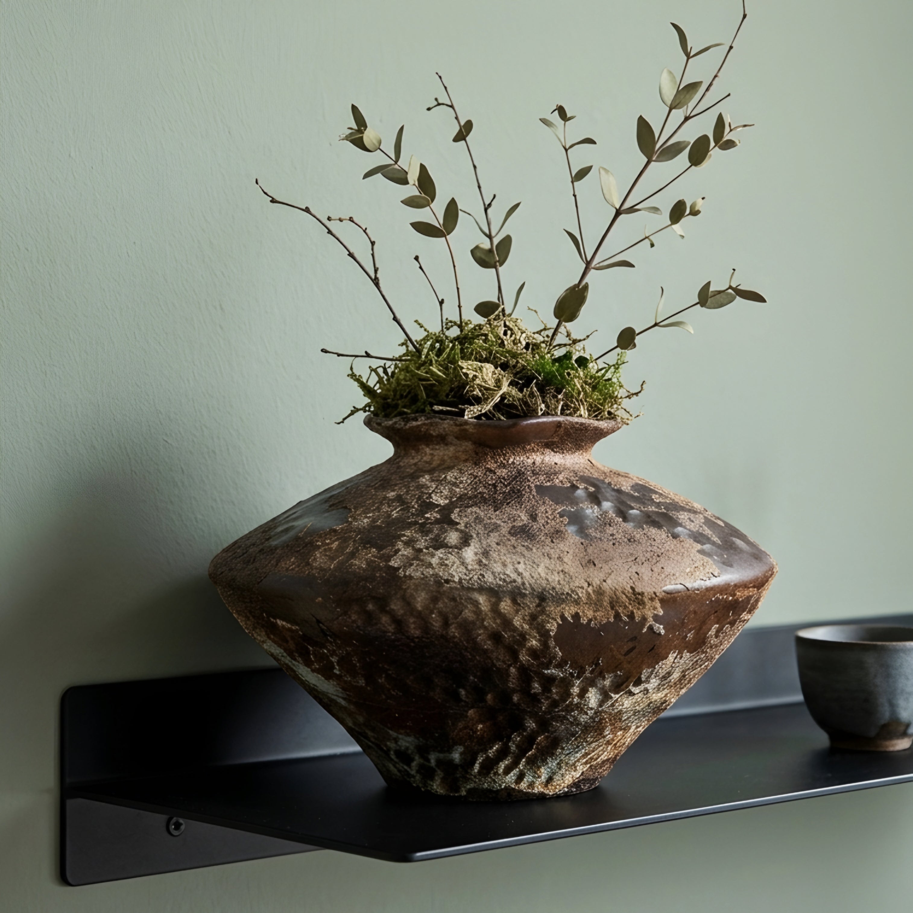 Rustelo Ceramic Vase Set – Handcrafted Textured Decorative Vases Living Room Table Rustic Boho Decor