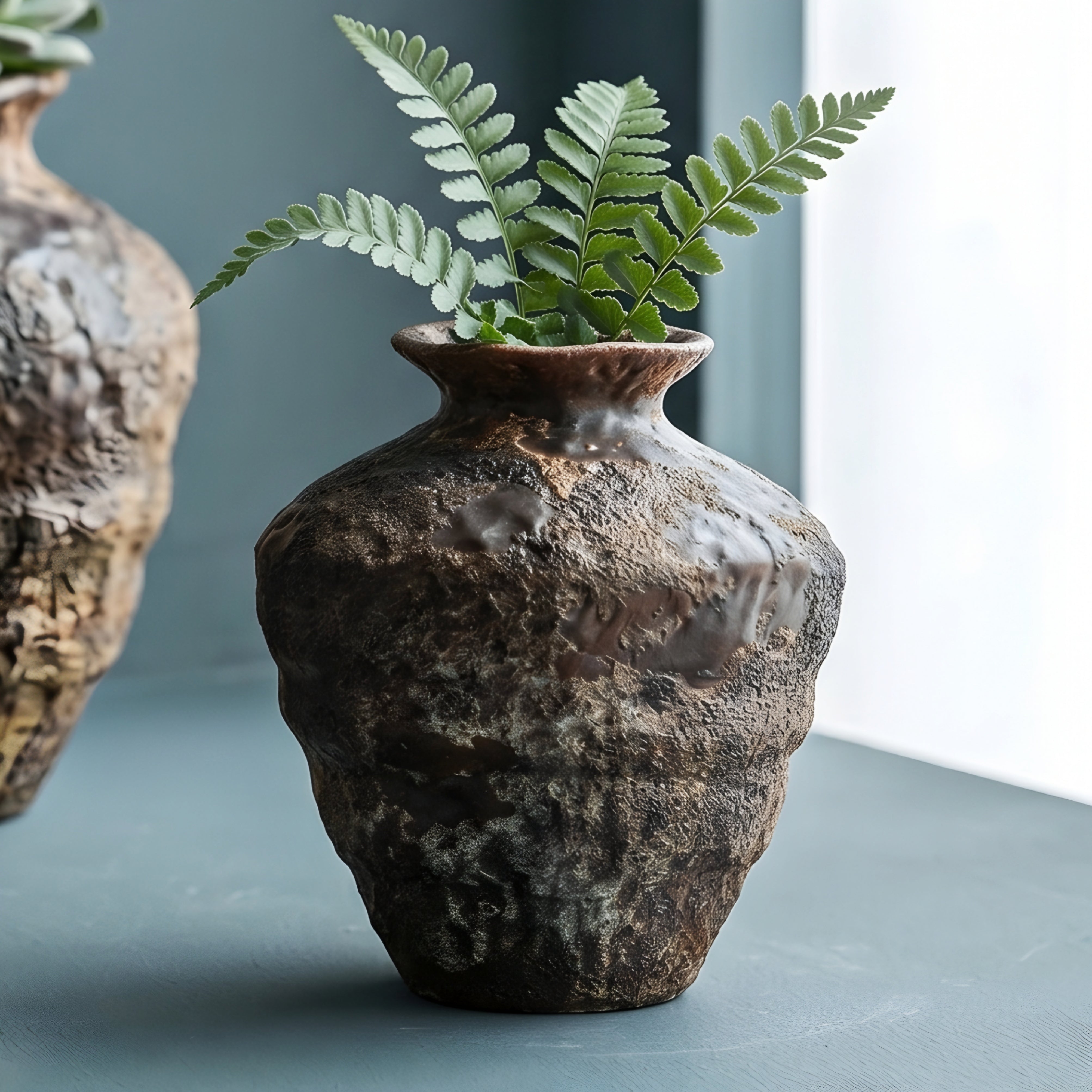 Rustelo Ceramic Vase Set – Handcrafted Textured Decorative Vases Living Room Table Rustic Boho Decor