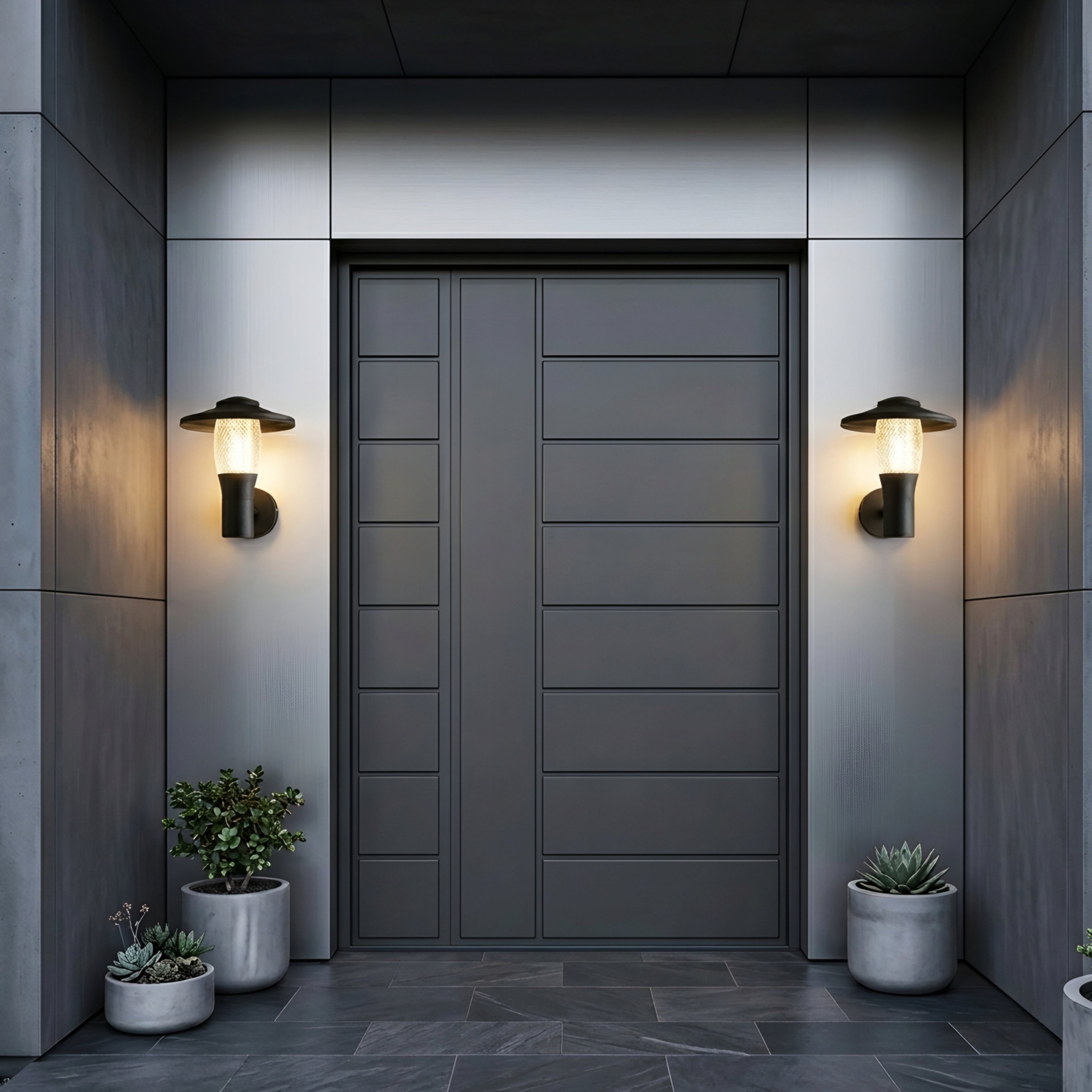 Aldric Lantern Wall Sconce – Outdoor LED Textured Glass Black Metal Patio Entryway Decorative Lighting Fixture