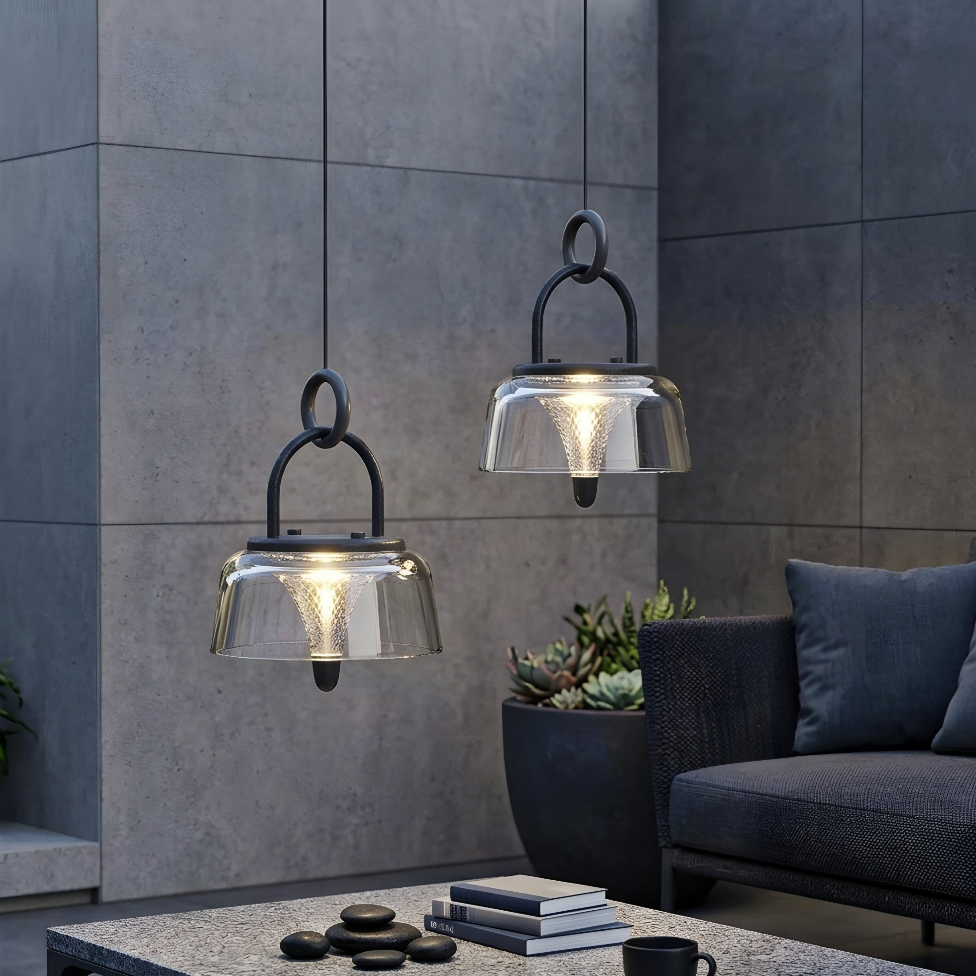 Caldwell Loop Pendant Light – Glass Dome Decorative Lighting Outdoor Patio Dining Kitchen Island