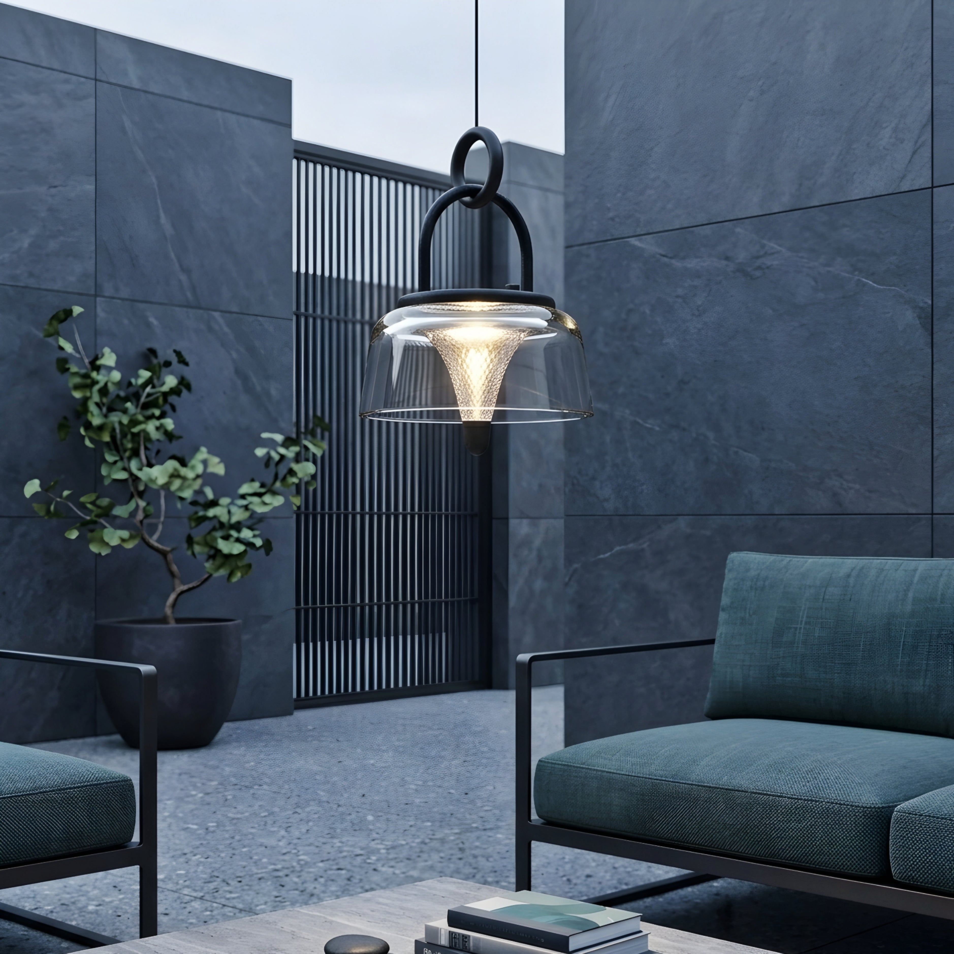Caldwell Loop Pendant Light – Glass Dome Decorative Lighting Outdoor Patio Dining Kitchen Island