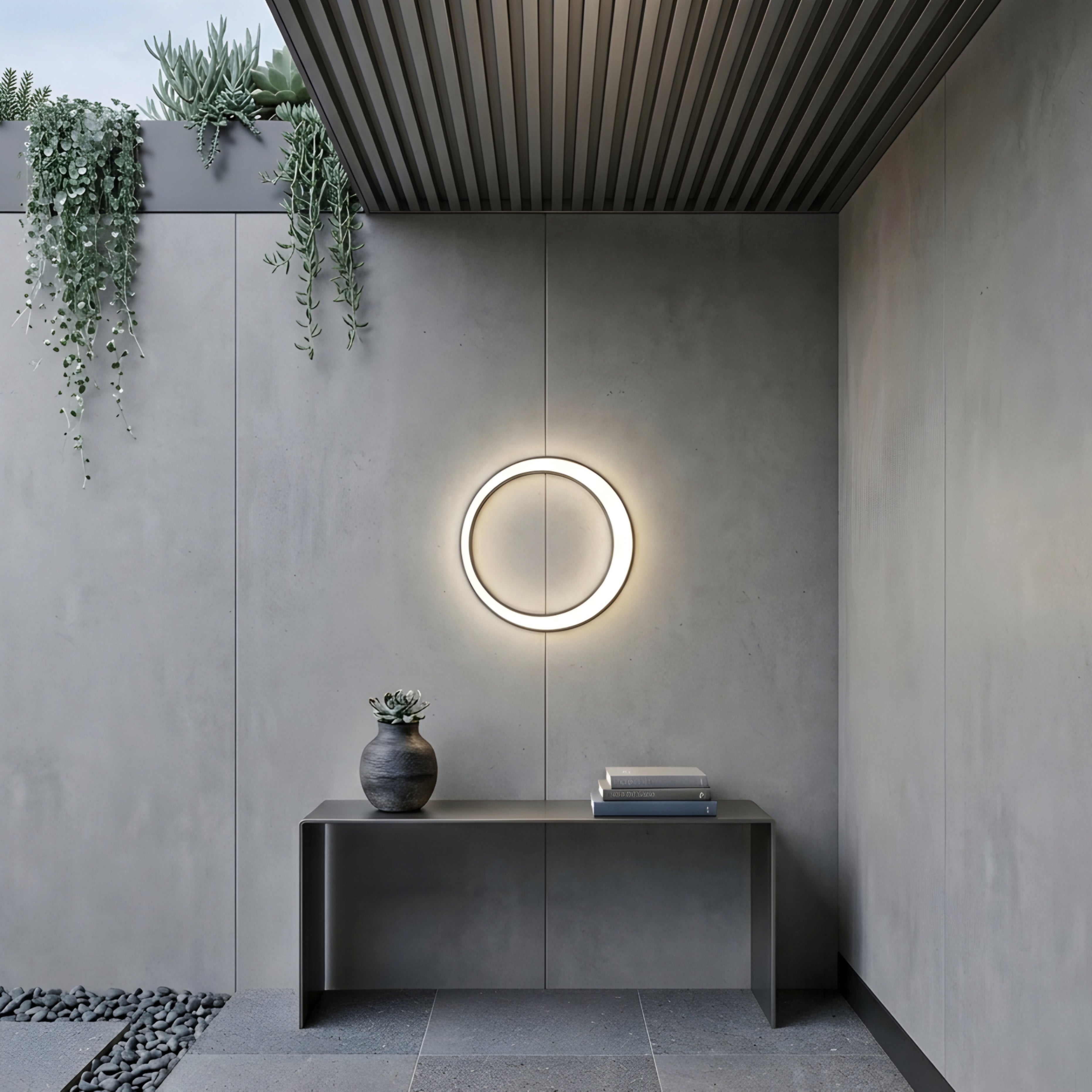 Ovali Halo Wall Sconce – LED Modern Outdoor Indoor Black Circle Decorative Lighting Waterproof