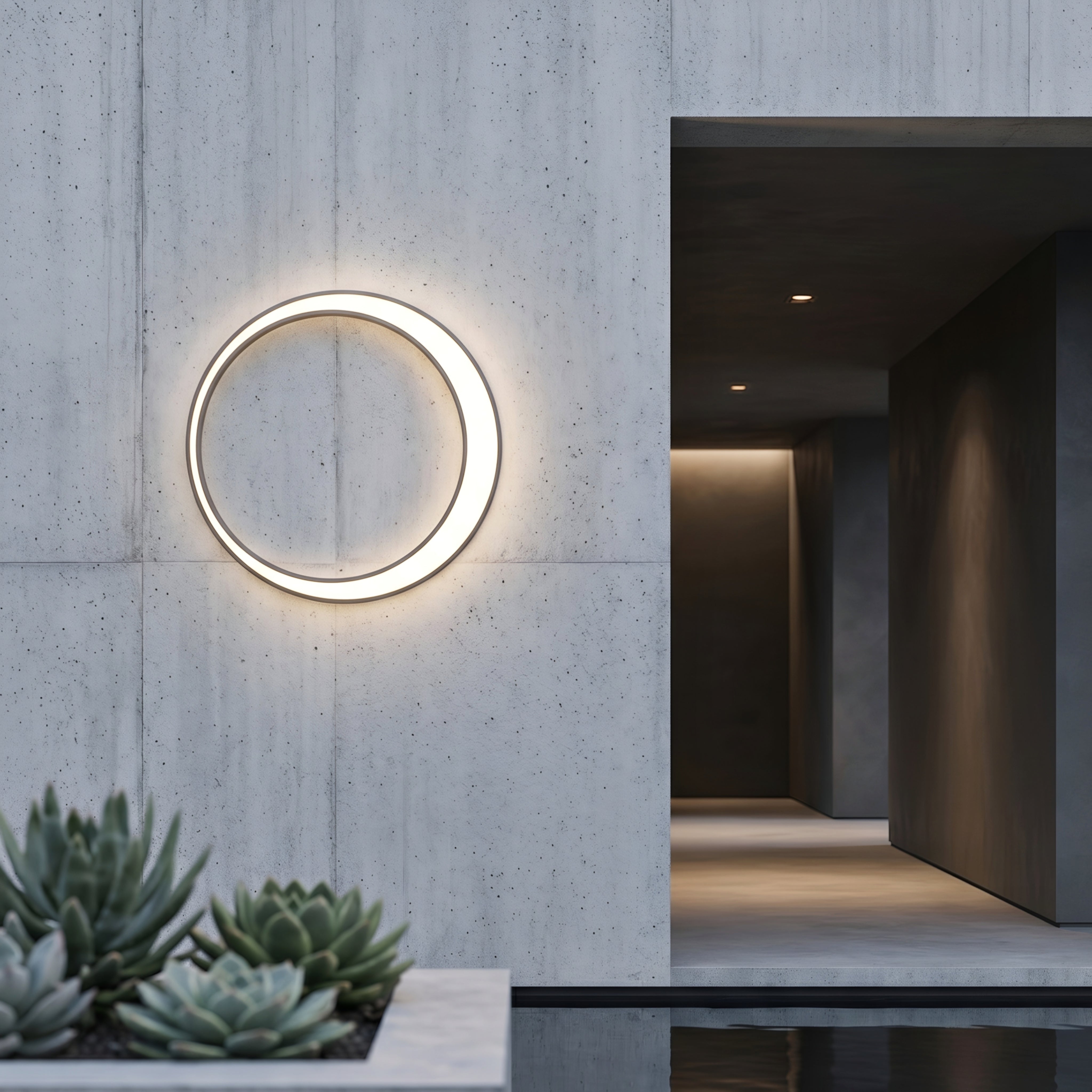 Ovali Halo Wall Sconce – LED Modern Outdoor Indoor Black Circle Decorative Lighting Waterproof