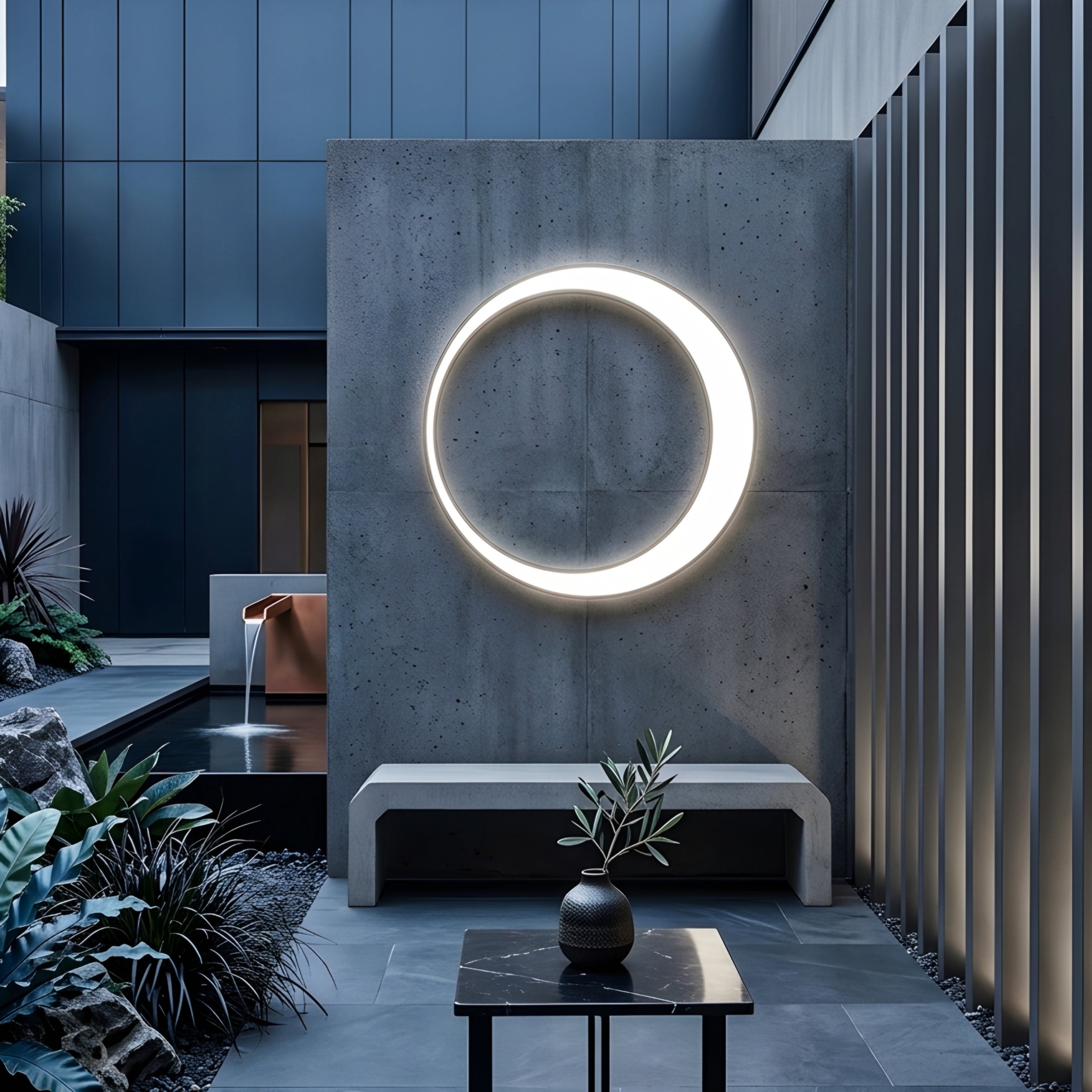 Ovali Halo Wall Sconce – LED Modern Outdoor Indoor Black Circle Decorative Lighting Waterproof